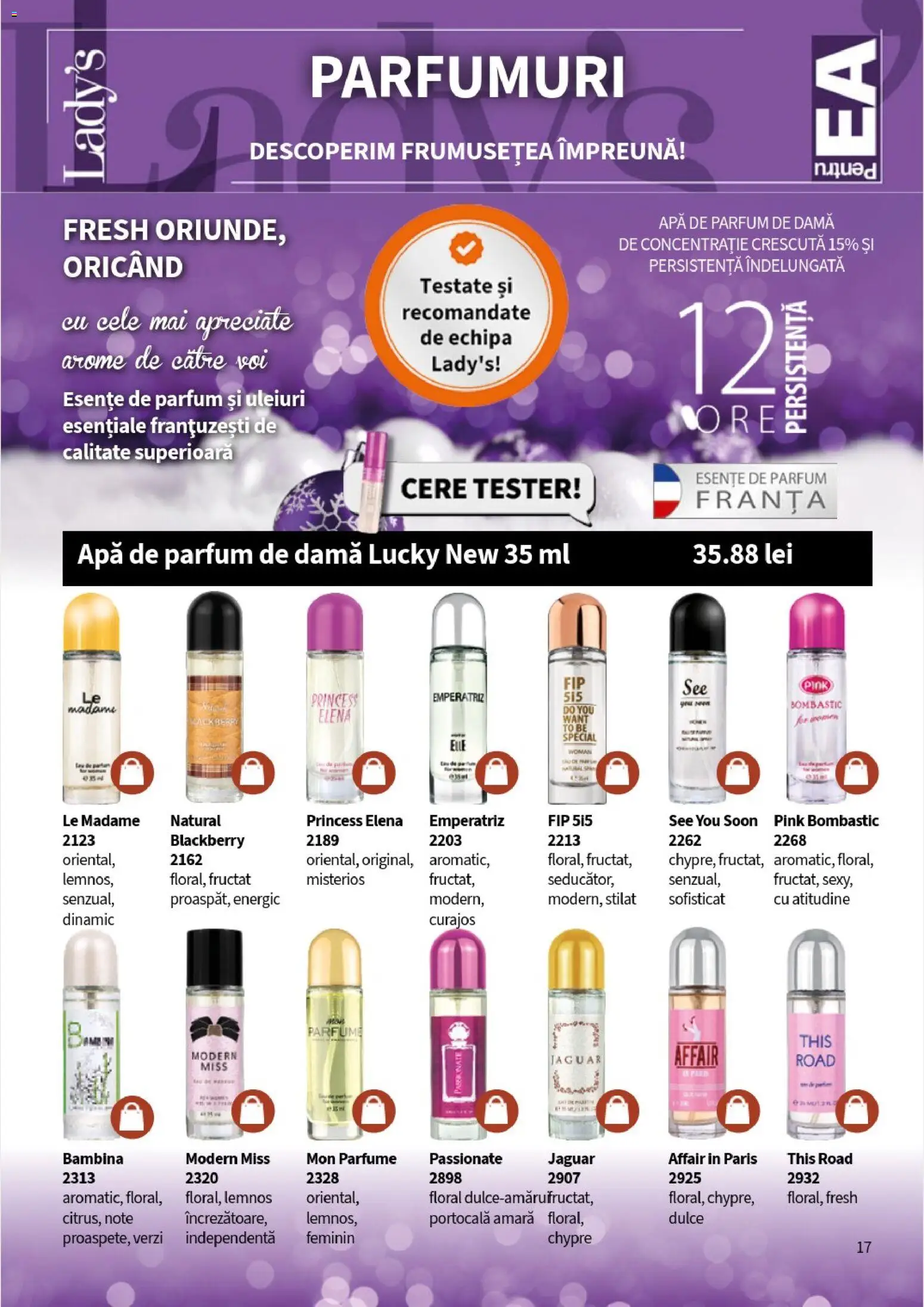 Noul catalog Lady’s – valabil de la 10.11.2025 | Pagină: 19 | Produse: Apă de parfum, Parfum, Apă