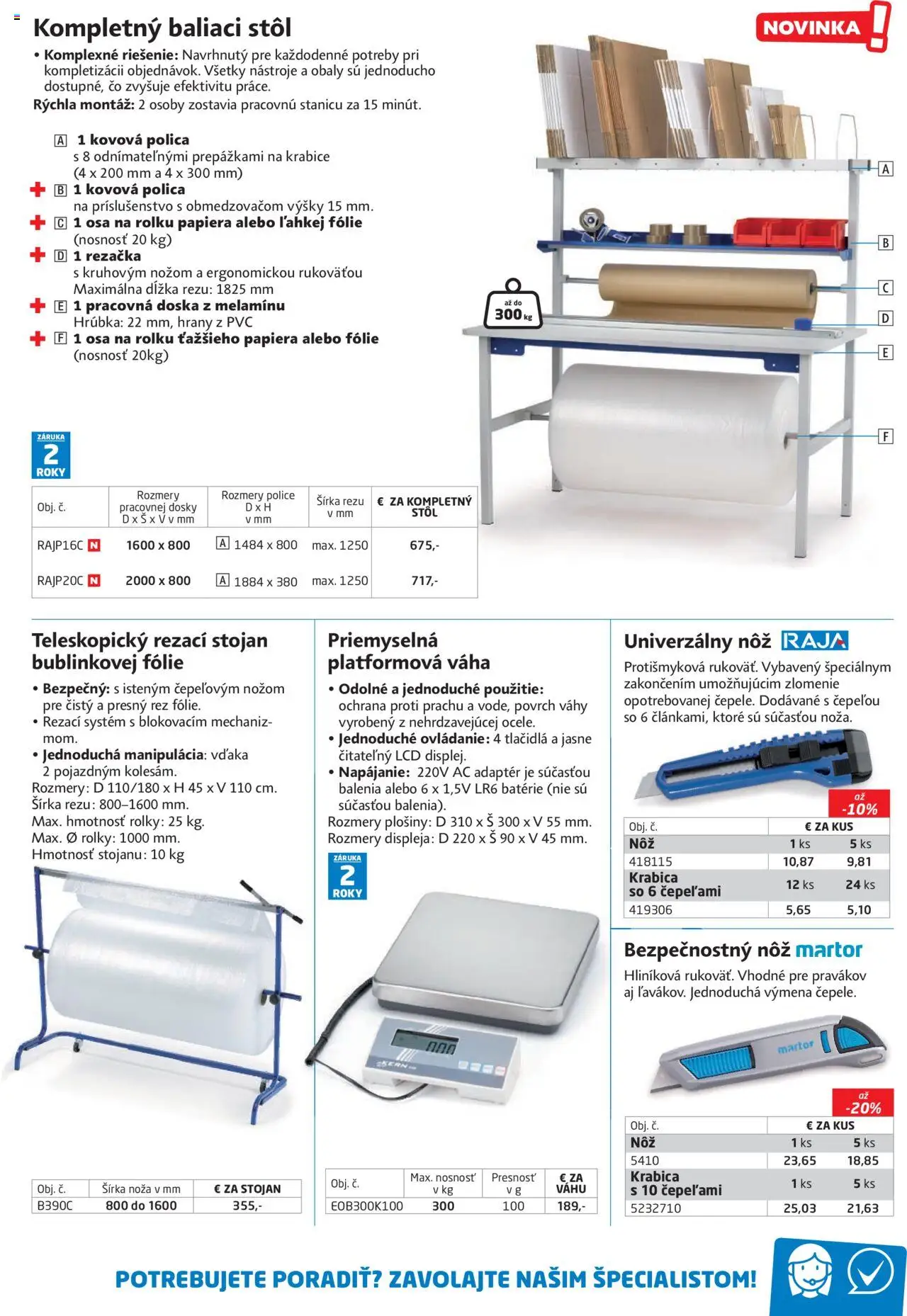 Nové Raja akcie – leták je platný od 01.09.2025 | Strana: 55 | Produkty: Stôl, Police, Pracovná doska, Rezačka