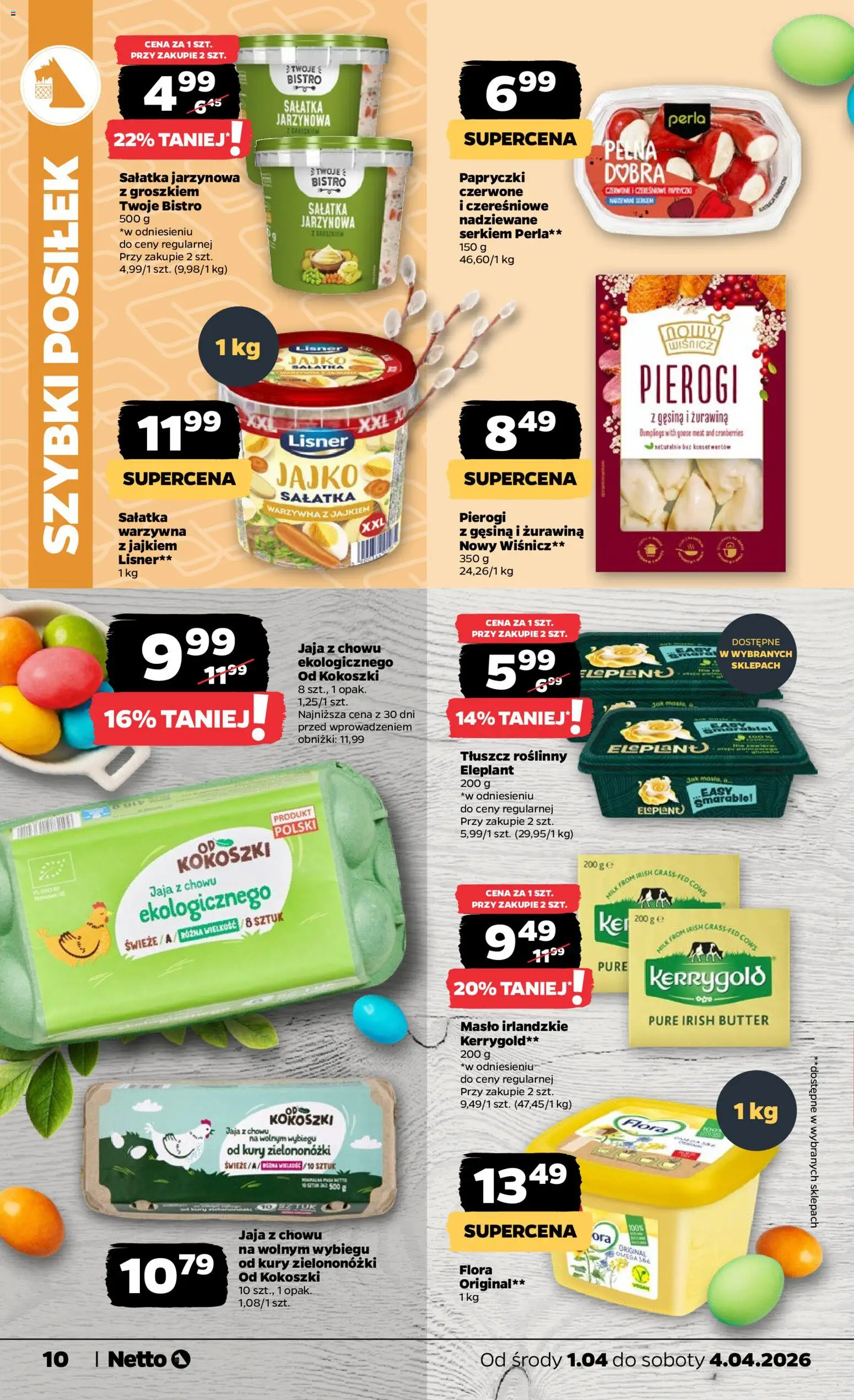 Netto gazetka od środy spożywcza od 01.04.2026 | Strona: 10 | Produkty: Masło irlandzkie, Żurawina, Sałatka, Jaja