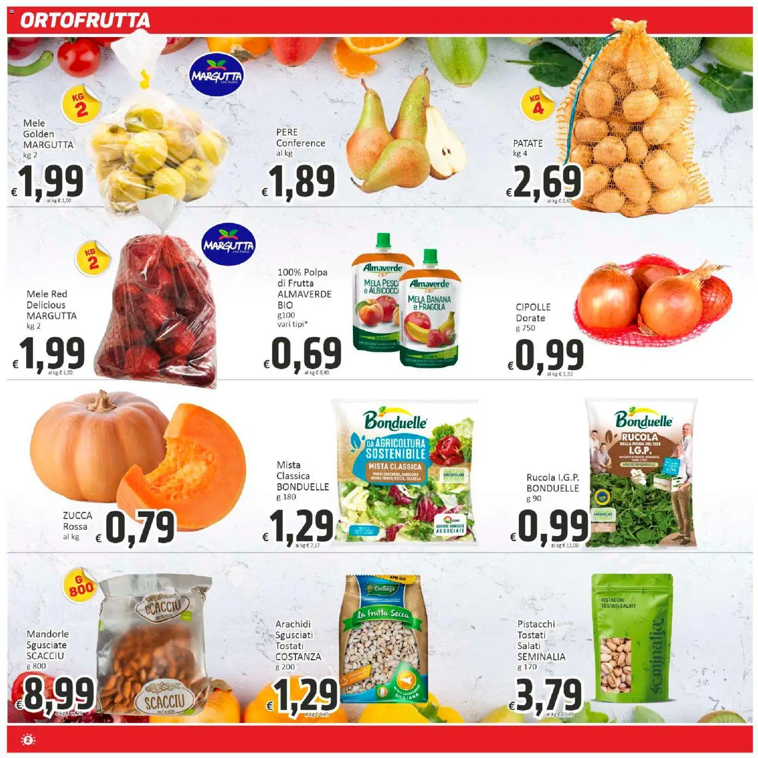 Volantino Paghi Poco del 31.10.2025 | Pagina: 2 | Prodotti: Patate, Frutta, Mandorle, Arachidi