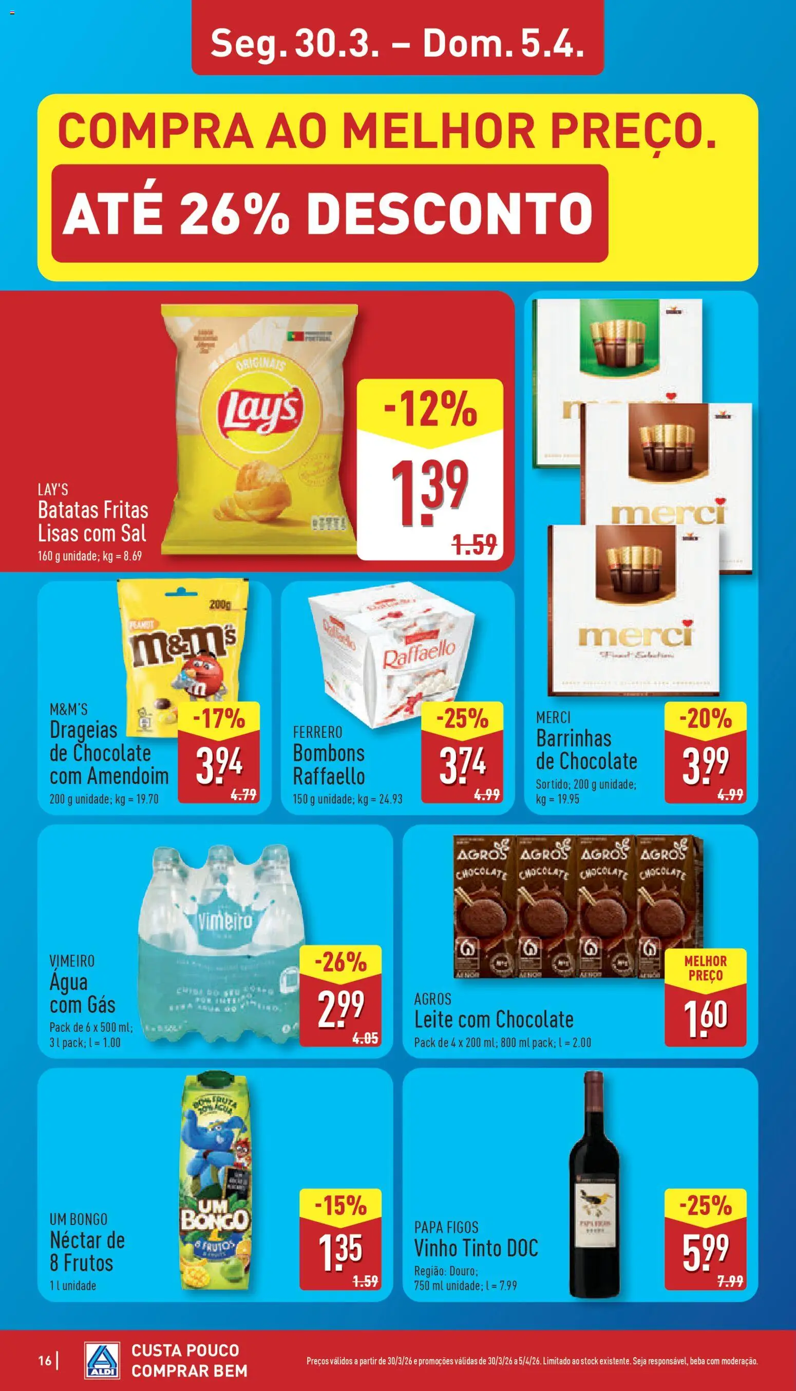 Aldi folheto │ válido de 30.03.2026 | Página: 16 | Produtos: Agua, Sal, Leite, Vinho