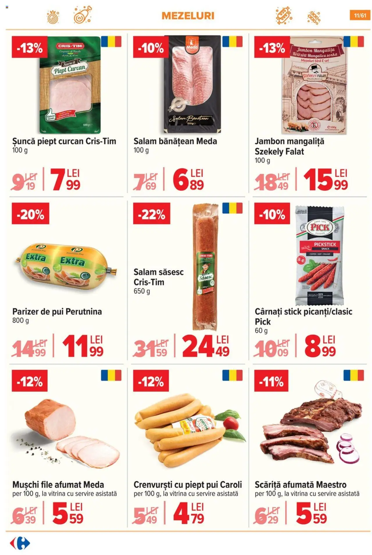 Catalog Carrefour – valabil de la 13.08.2025 | Pagină: 12 | Produse: Crenvurști, Salam, Parizer, Cârnați