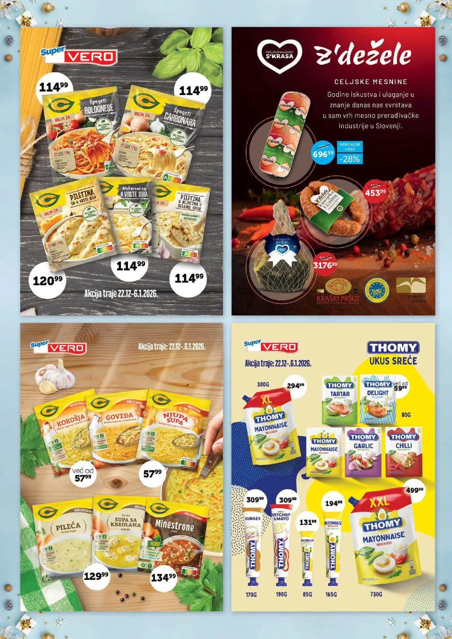SuperVERO katalog - važi od 22.12.2025 | Strana: 23 | Proizvode: Pršut, Burger, Špageti, Piletina