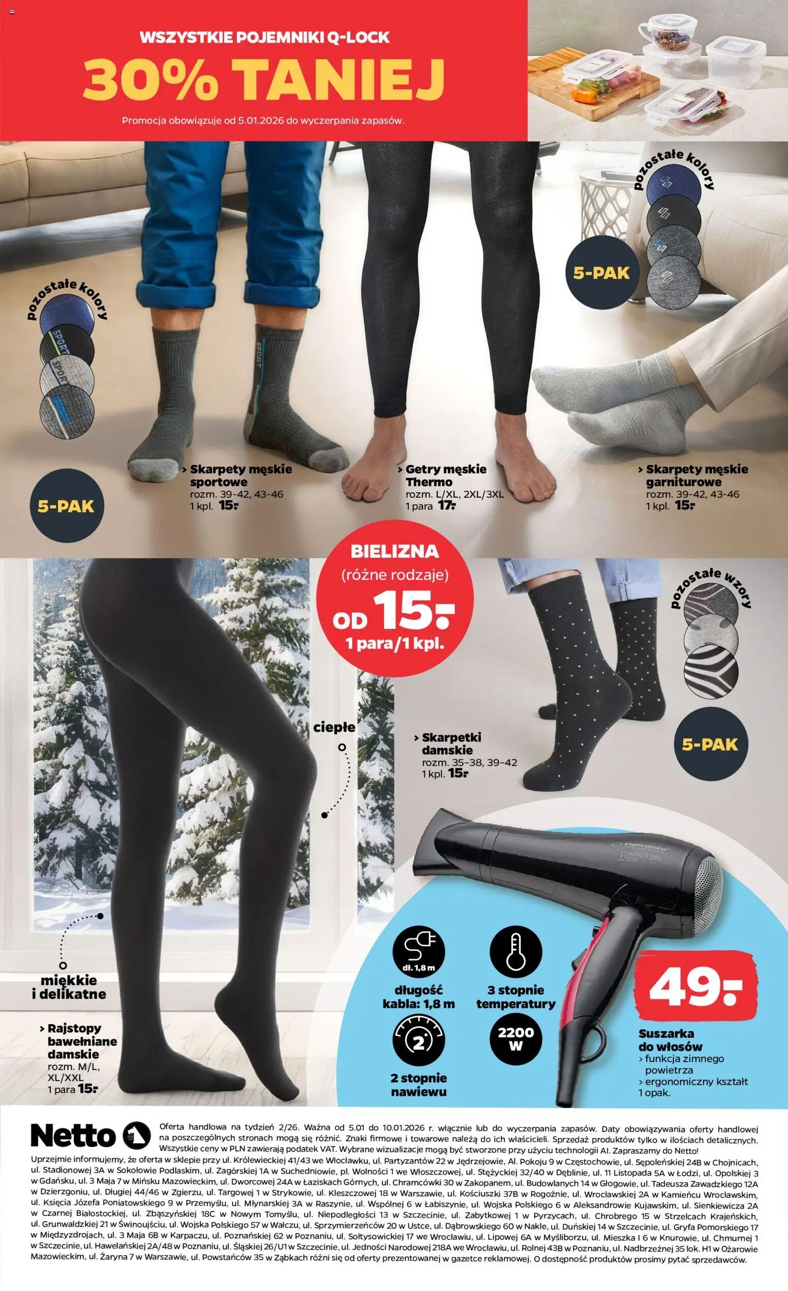 Netto gazetka - Non Food od 05.01.2026 | Strona: 3 | Produkty: Bielizna, Skarpety, Suszarka, Skarpety męskie