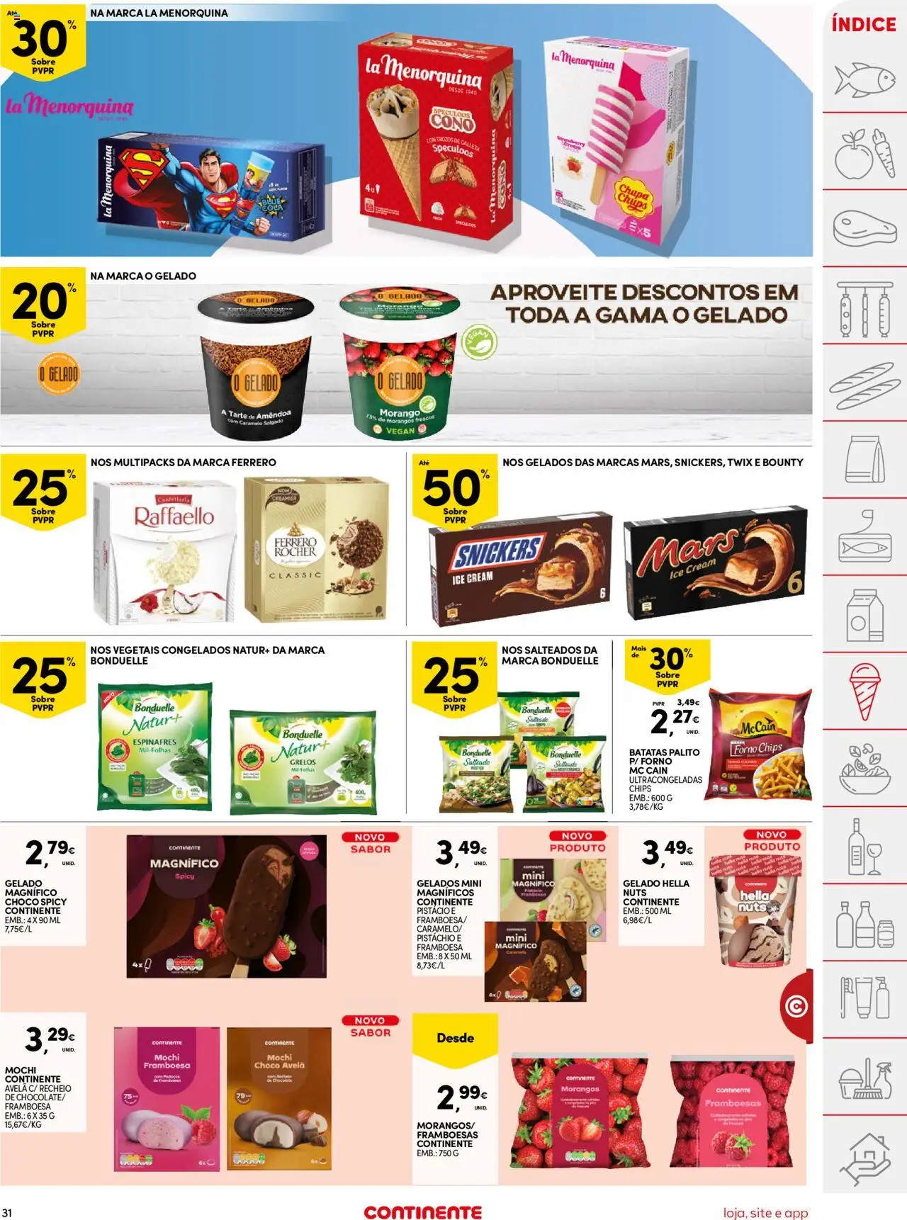 Continente folheto │ válido de 12.08.2025 | Página: 31 | Produtos: Forno, Espinafres, Chocolate, Morangos