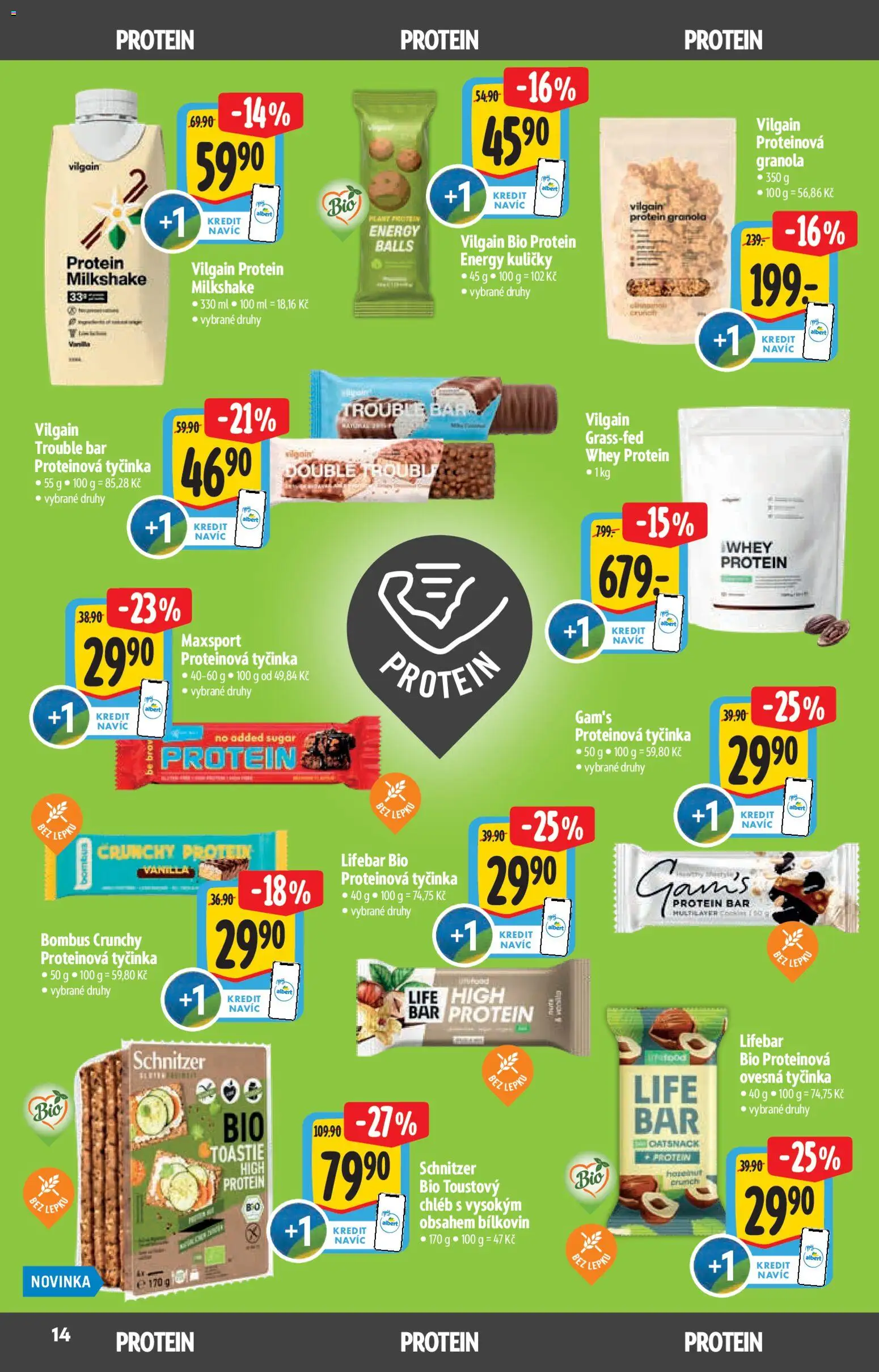 Albert katalog - Hypermarket od 14.01.2026 | Strana: 14 | Produkty: Chléb, Proteinová tyčinka, Protein bar, Kuličky