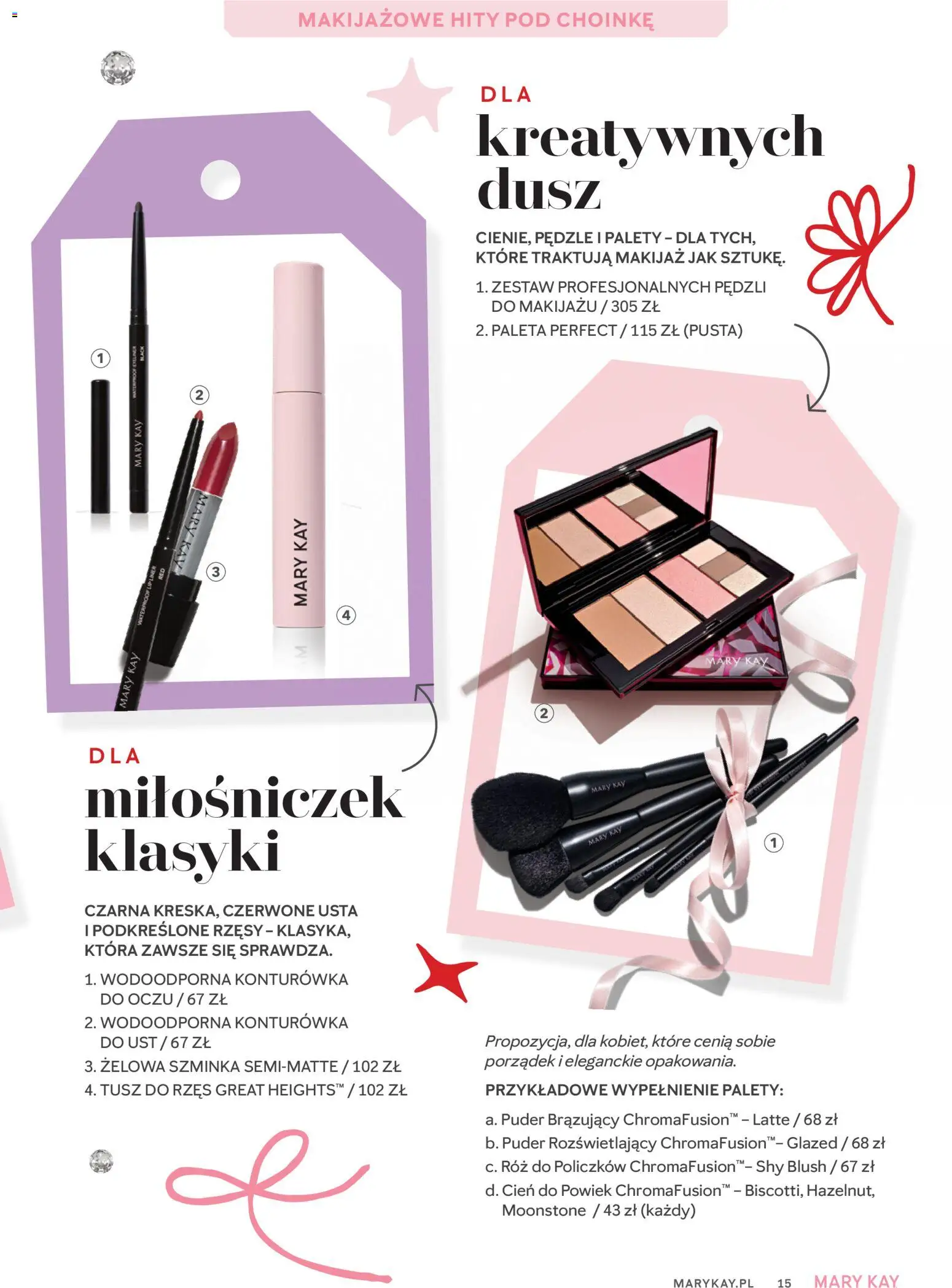 Mary Kay Katalog - Poradnik Prezentowy od 03.11.2025 | Strona: 15 | Produkty: Makijaż, Puder, Tusz do rzęs, Szminka