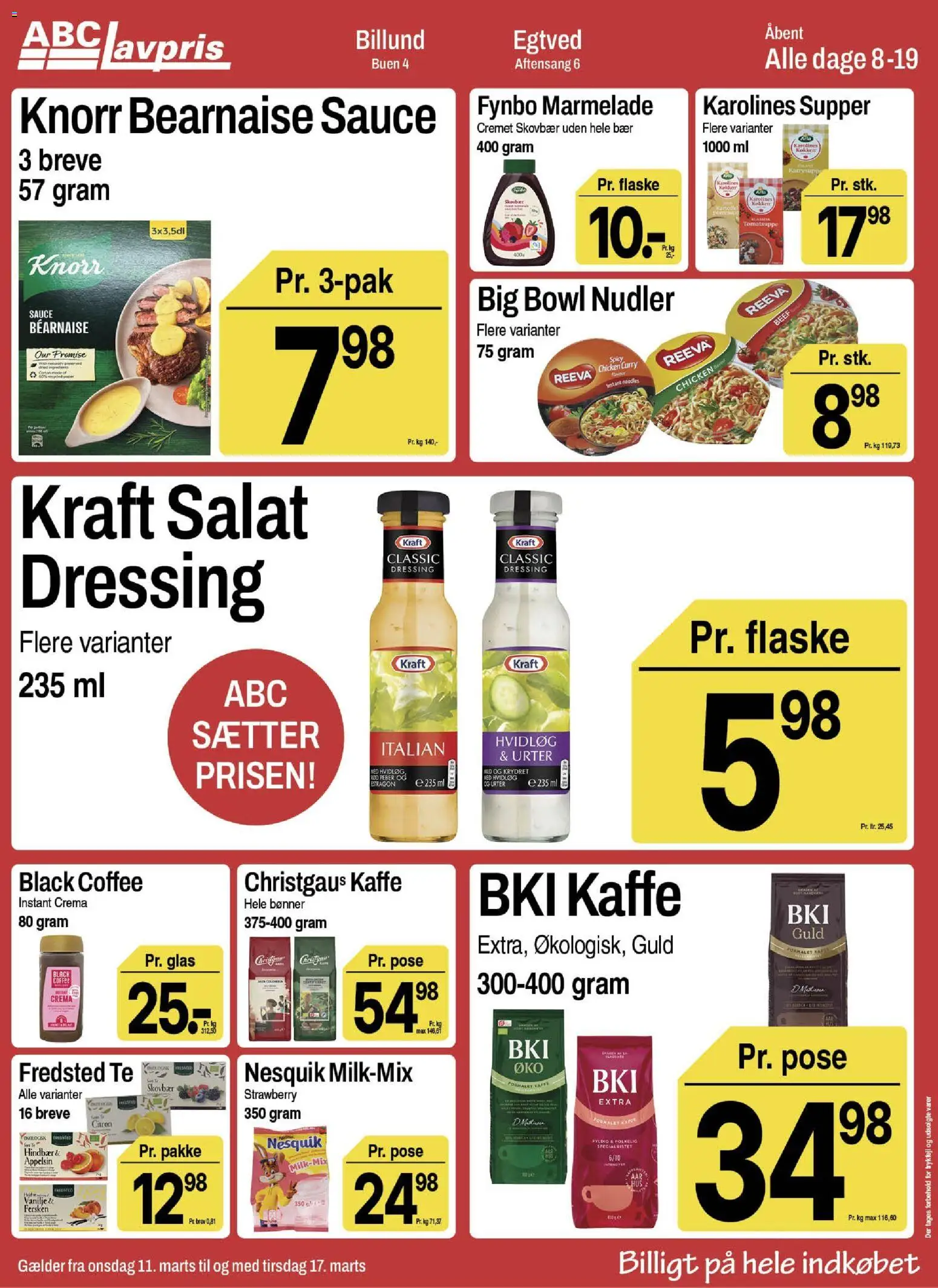 Abc Lavpris tilbudsavis – gyldig fra 11.03.2026 | Side: 8 | Produkter: Te, Salat, Dressing, Hindbær
