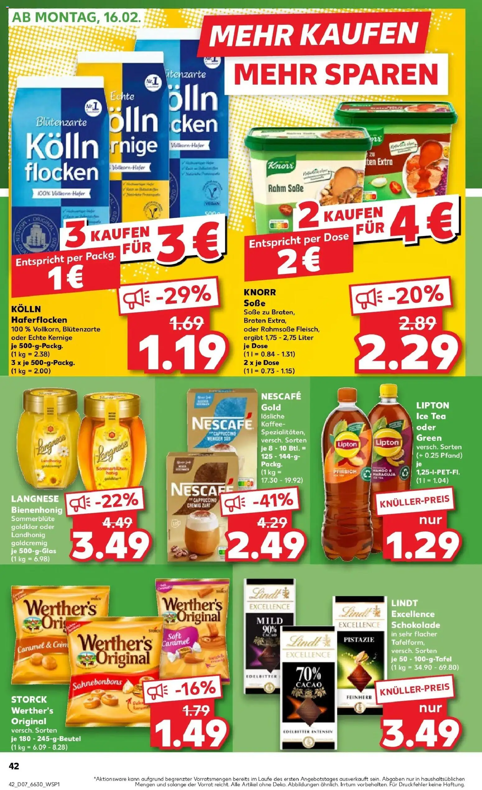 Kaufland prospekt Kirchen (Sieg)	 – gültig ab 12.02.2026 | Seite: 50 | Produkte: Langnese, Nescafe, Kaffee, Knorr