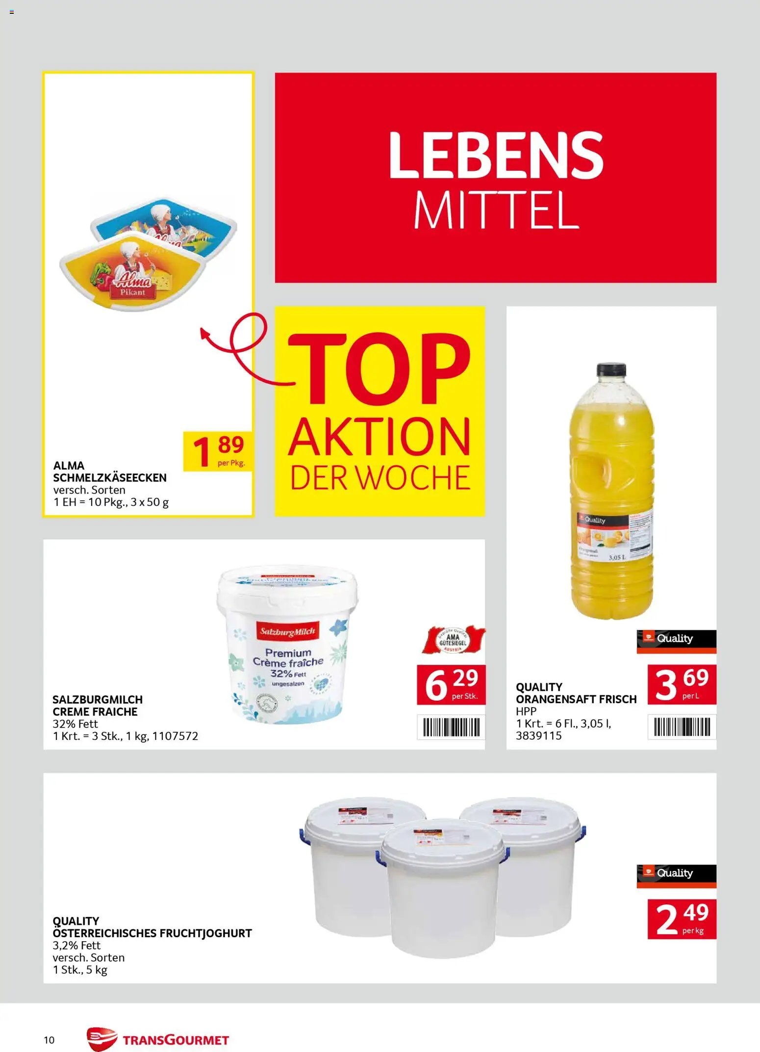 Transgourmet Zustellaktion gültig ab 26.01.2026 | Seite: 10 | Produkte: Creme