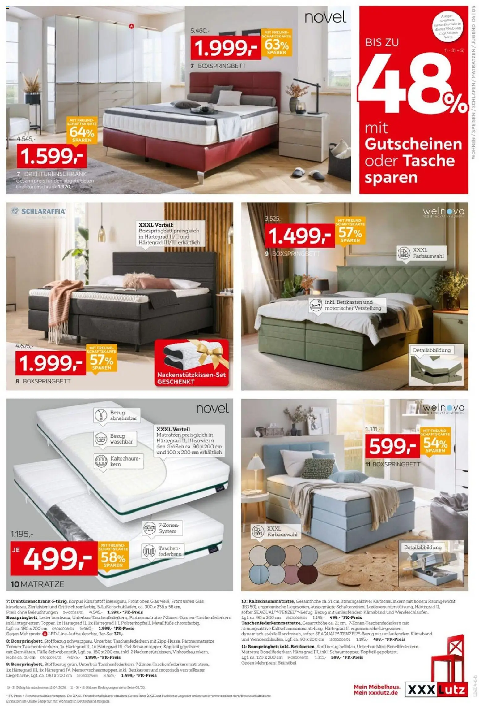 XXXLutz Big Sale – gültig ab 29.03.2026 | Seite: 5 | Produkte: Tasche, Matratze, Drehtürenschrank, Boxspringbett