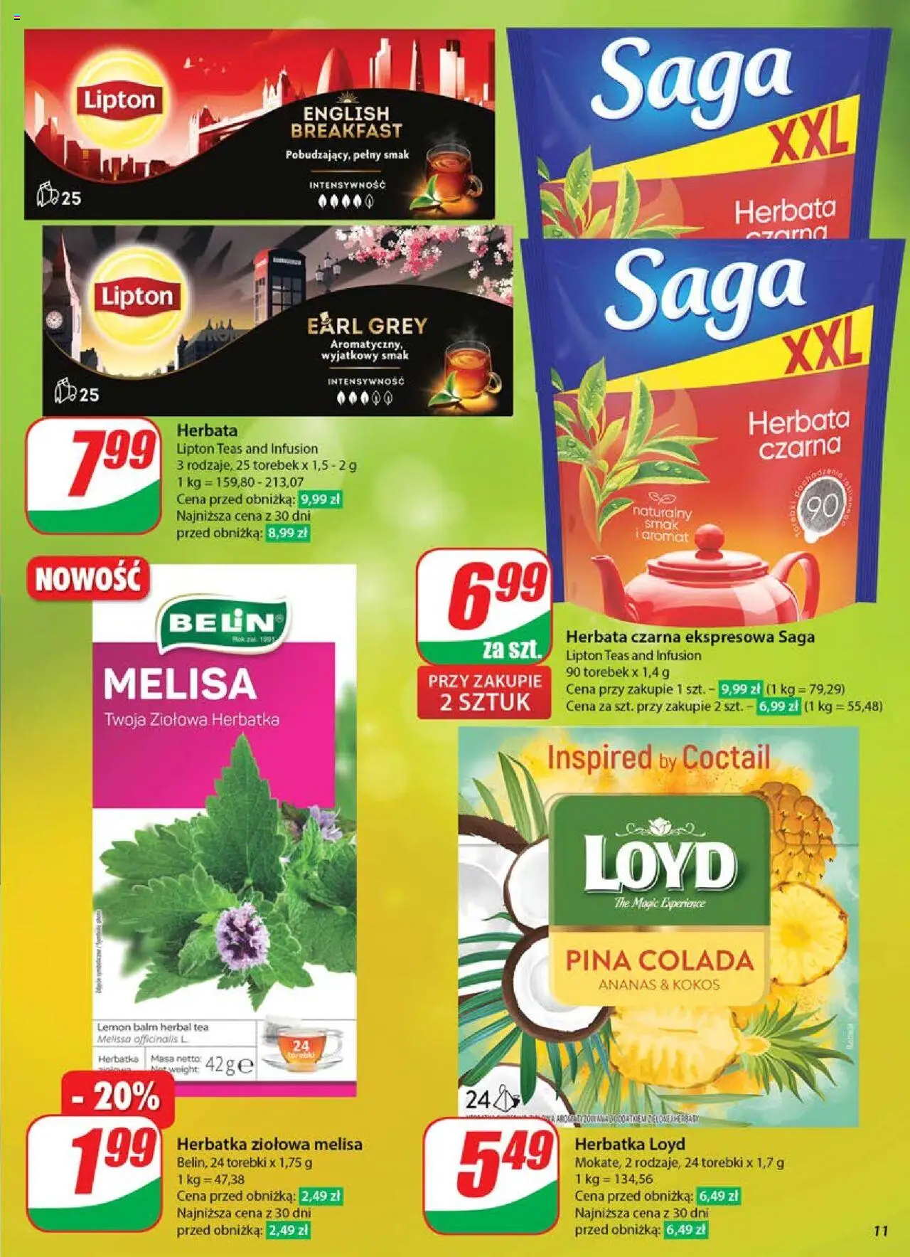 Dino Gazetka od 04.06.2025 | Strona: 11 | Produkty: Herbata, Ananas, Melisa, Torebki