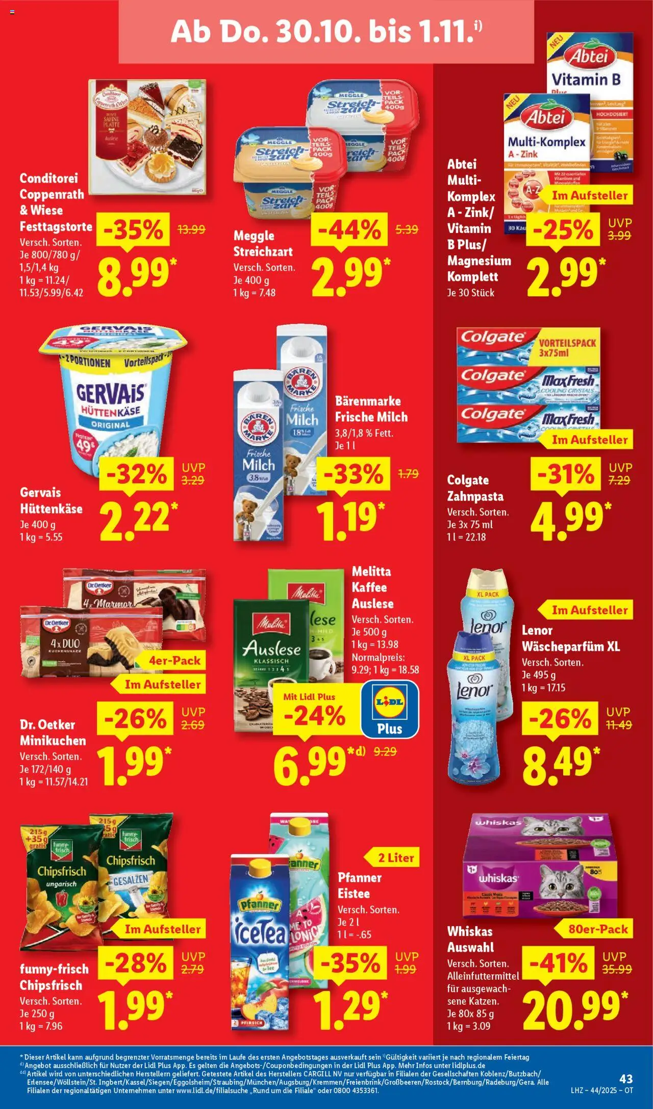 Lidl Prospekt Prenzlau – gültig ab 27.10.2025 | Seite: 63 | Produkte: Milch, Funny frisch, Hüttenkäse, Whiskas
