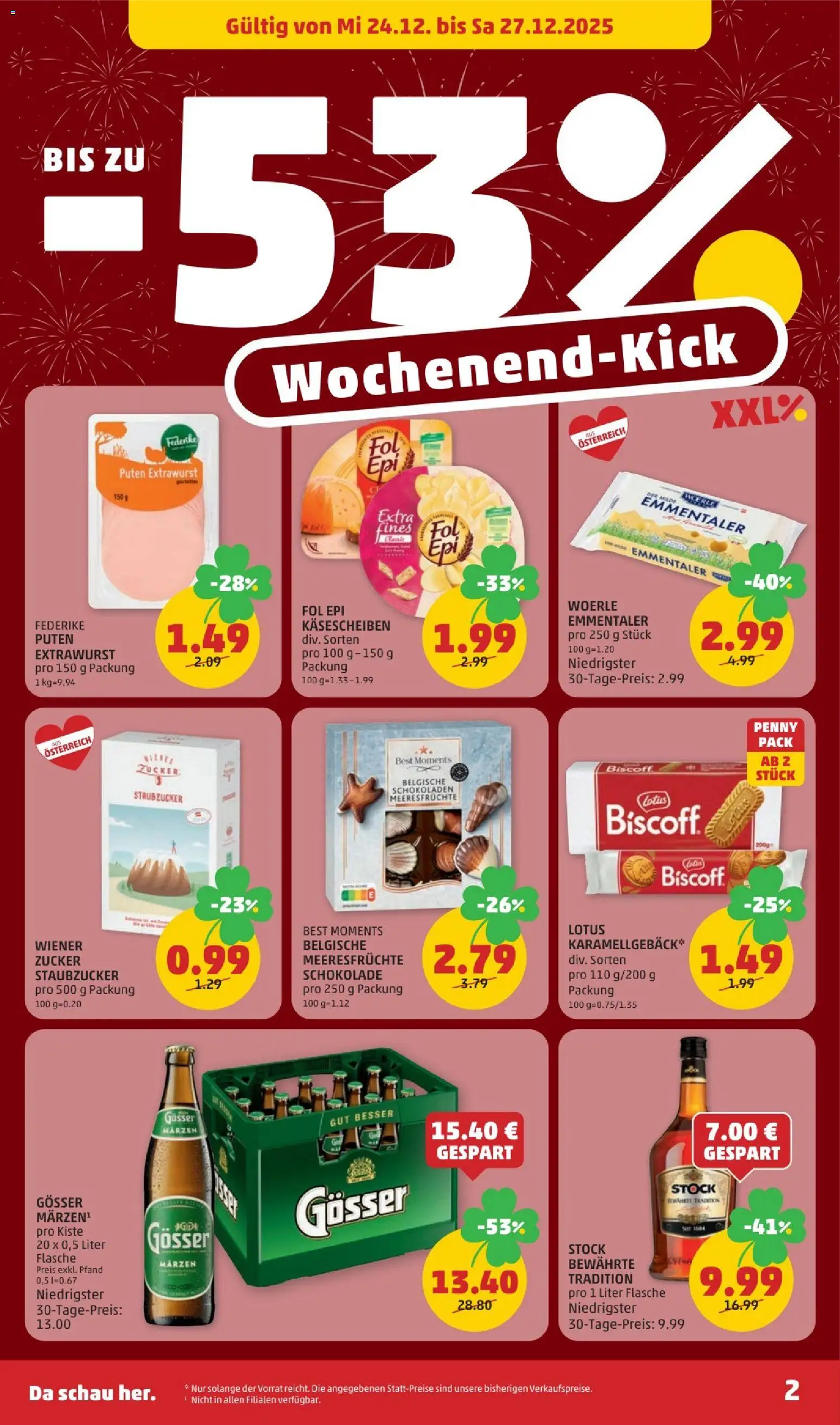 Penny Markt Flugblatt gültig ab 24.12.2025 | Seite: 2 | Produkte: Zucker, Meeresfrüchte, Schokolade