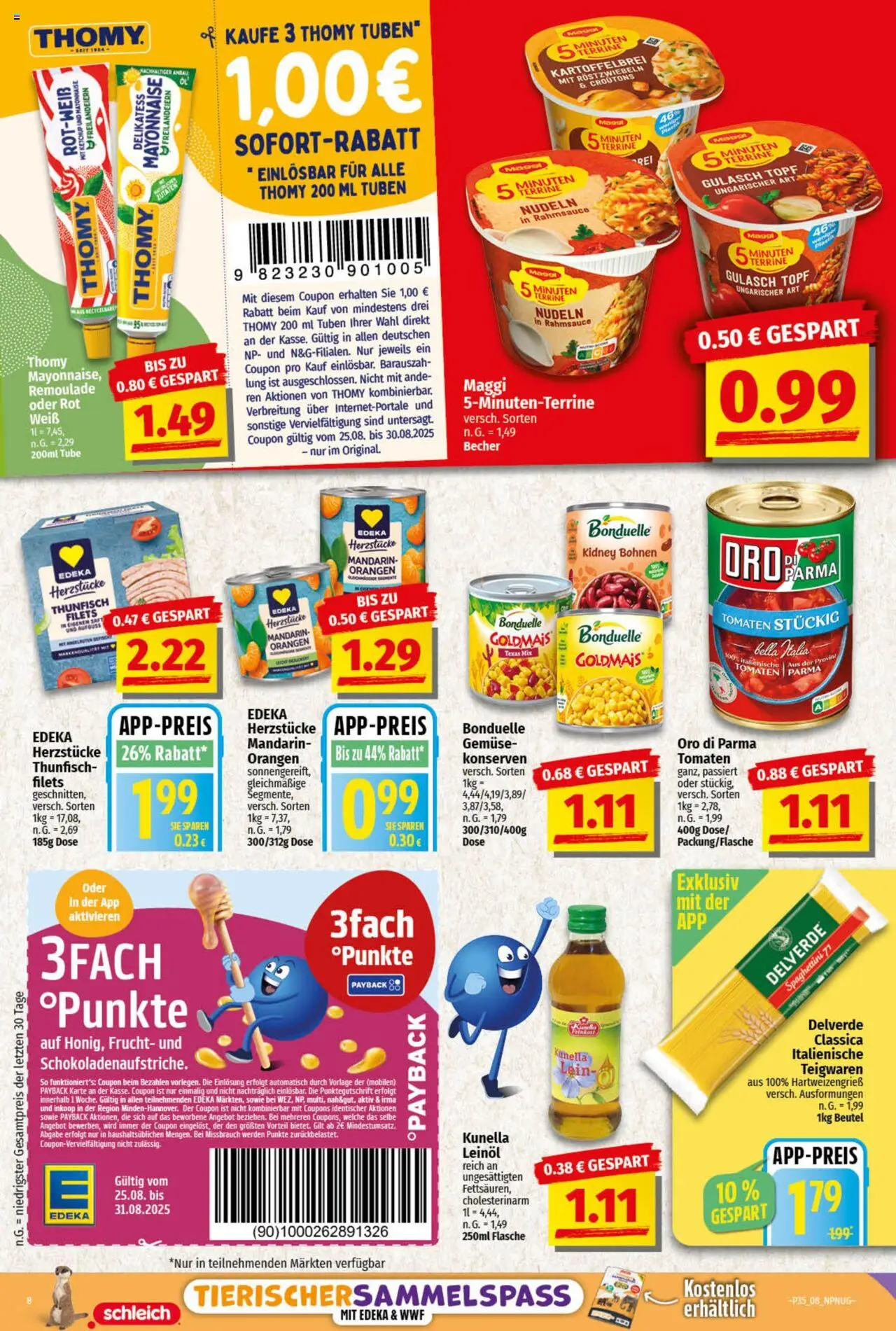 NP Discount Prospekt 	 - gültig ab dem 25.08.2025 | Seite: 8 | Produkte: Leinöl, Tomaten, Gemüse, Ketchup