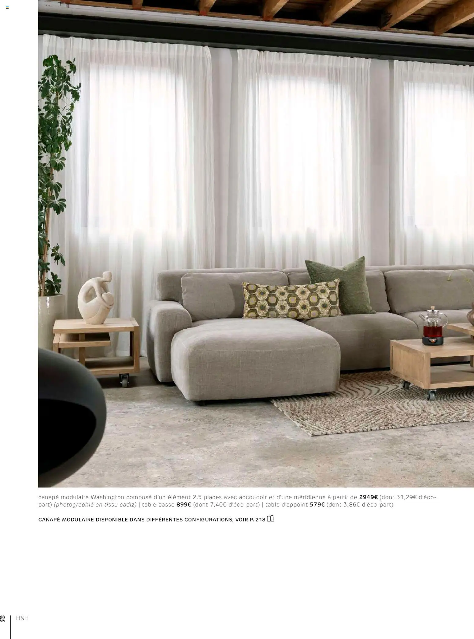 {H1} | Page: 62 | Produits: Canapé, Table basse, Table