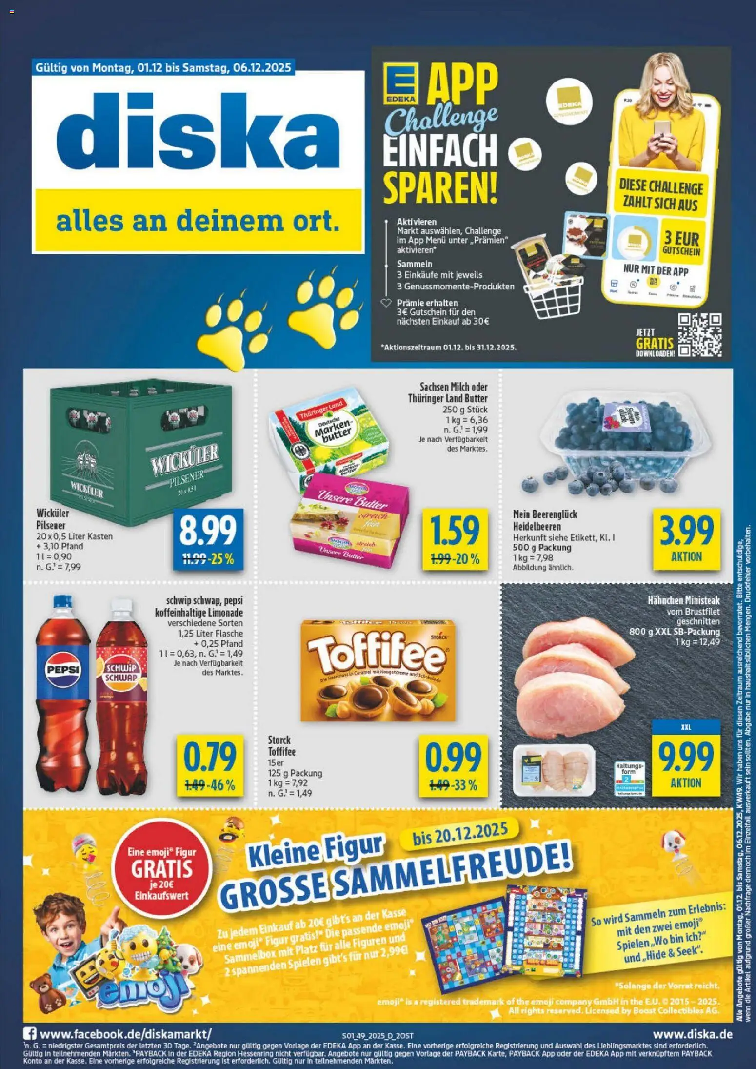 Diska - Diska Angebote Sachsen-Thüringen KW49 – gültig ab 01.12.2025 | Seite: 1 | Produkte: Milch, Limonade, Heidelbeeren, Pepsi