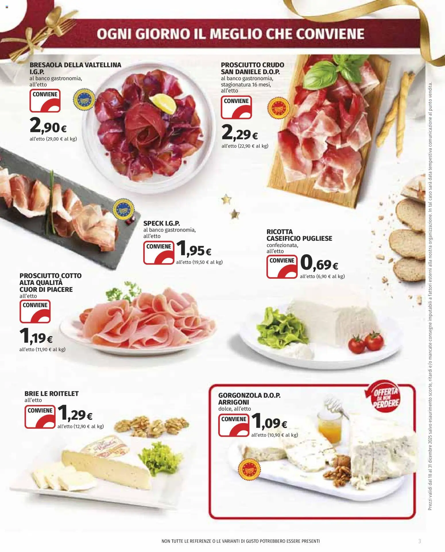 Volantino COOP del 18.12.2025 | Pagina: 3 | Prodotti: Prosciutto Crudo, Prosciutto Cotto, Bresaola, Gorgonzola