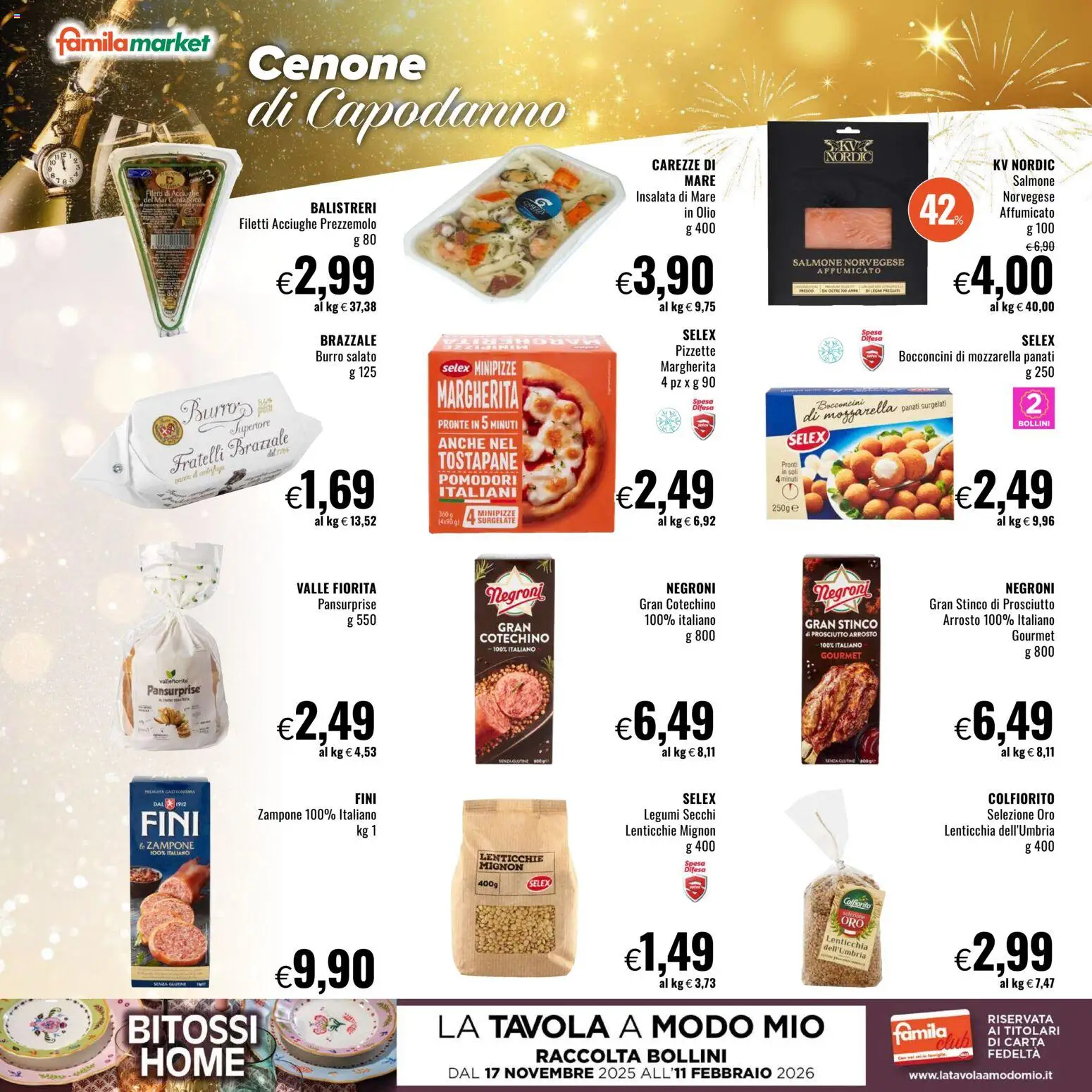 Volantino Famila del 28.12.2025 | Pagina: 4 | Prodotti: Lenticchie, Olio, Prezzemolo, Acciughe