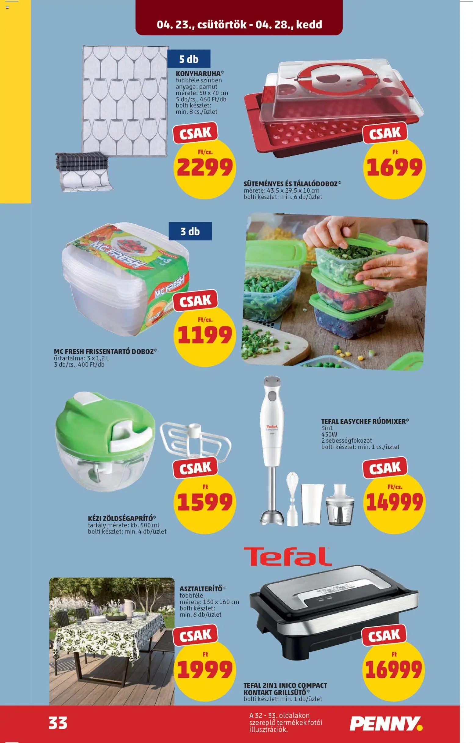 PENNY akciós ujság - amely érvényes a következő dátumtól: 23.04.2026 | Oldal: 36 | Termékek: Tefal, Konyharuha, Doboz, Frissentartó doboz