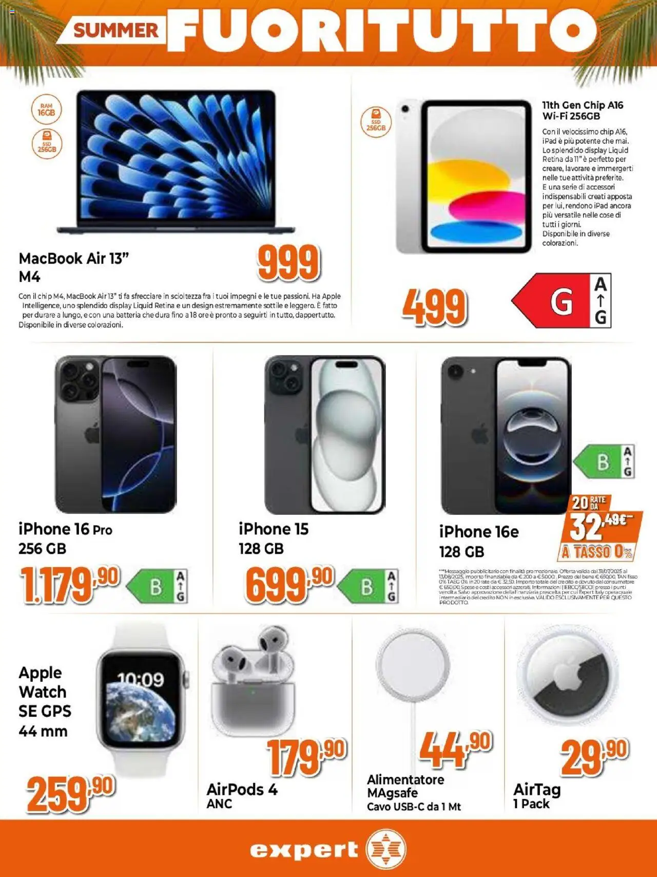 Volantino Expert del 31.07.2025 | Pagina: 18 | Prodotti: Macbook air, Cavo, Apple Watch, Airpods