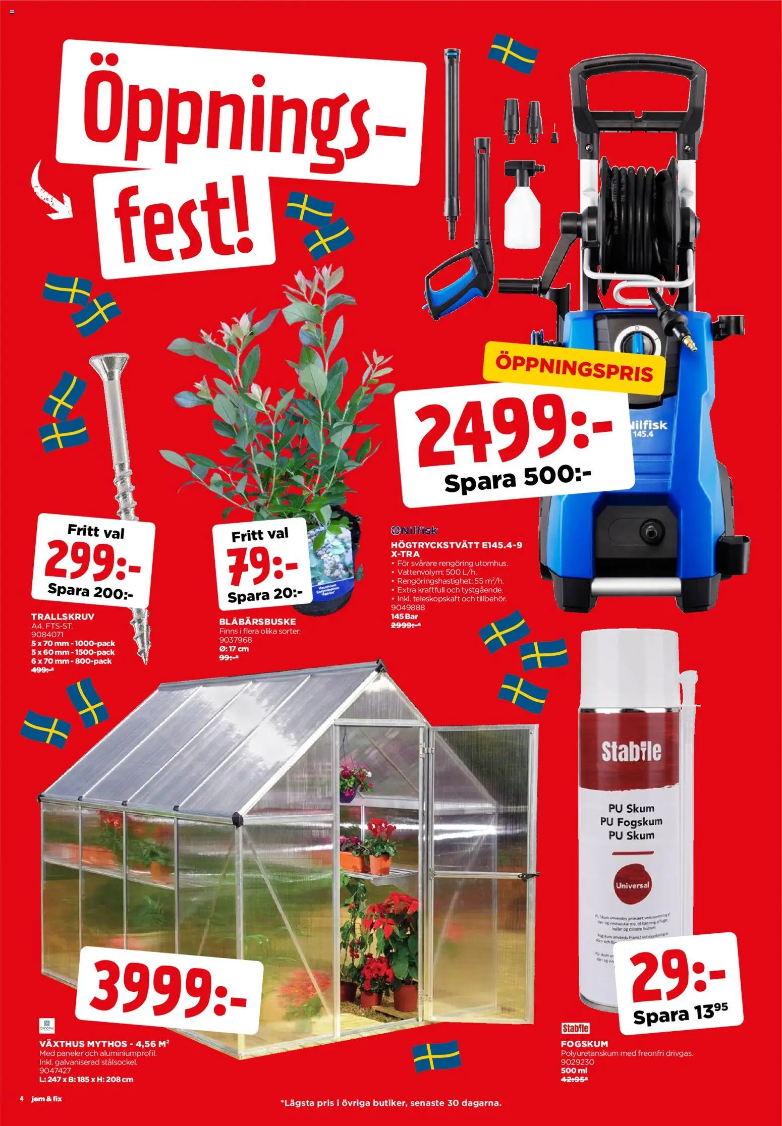 Jem & Fix reklamblad aktuell från 22.04.2026 | Sida: 4 | Produkter: Växthus, Högtryckstvätt, Ved