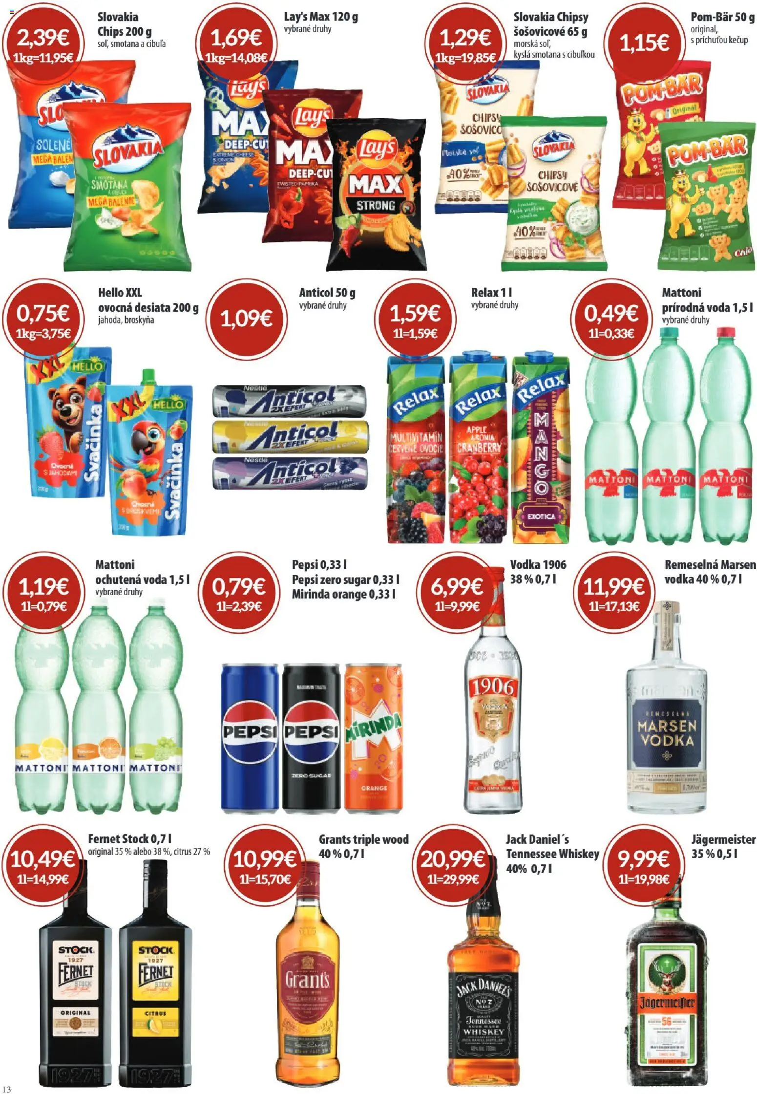 Nové Sintra akcie – leták je platný od 08.01.2026 | Strana: 13 | Produkty: Smotana, Mattoni, Vodka, Pepsi