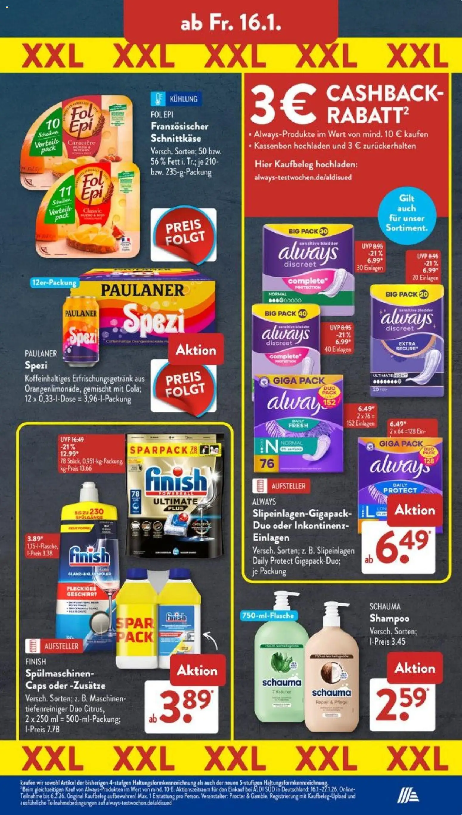 Aldi Süd Prospekt 	 – gültig ab 12.01.2026 | Seite: 17 | Produkte: Paulaner spezi, Finish, Shampoo, Paulaner