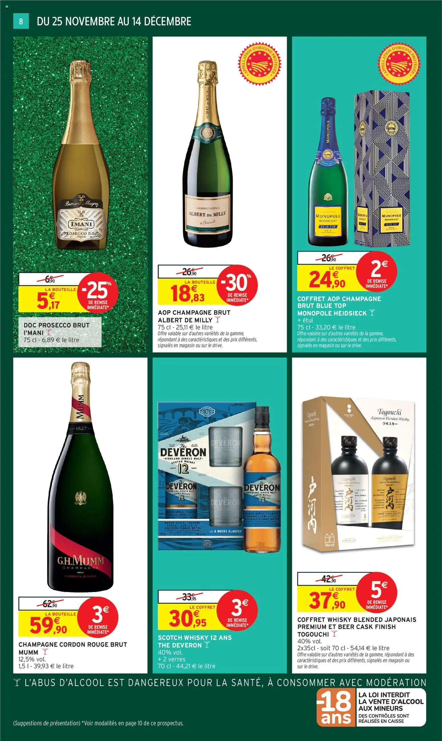 {H1} | Page: 8 | Produits: Étui, Champagne brut, Prosecco, Thé