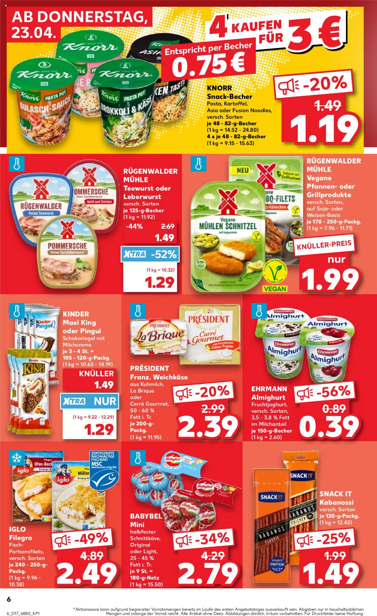 Kaufland Prospekt Völklingen	 – gültig ab 23.04.2026 | Seite: 6 | Produkte: Mühle, Hahnchen, Iglo, Babybel