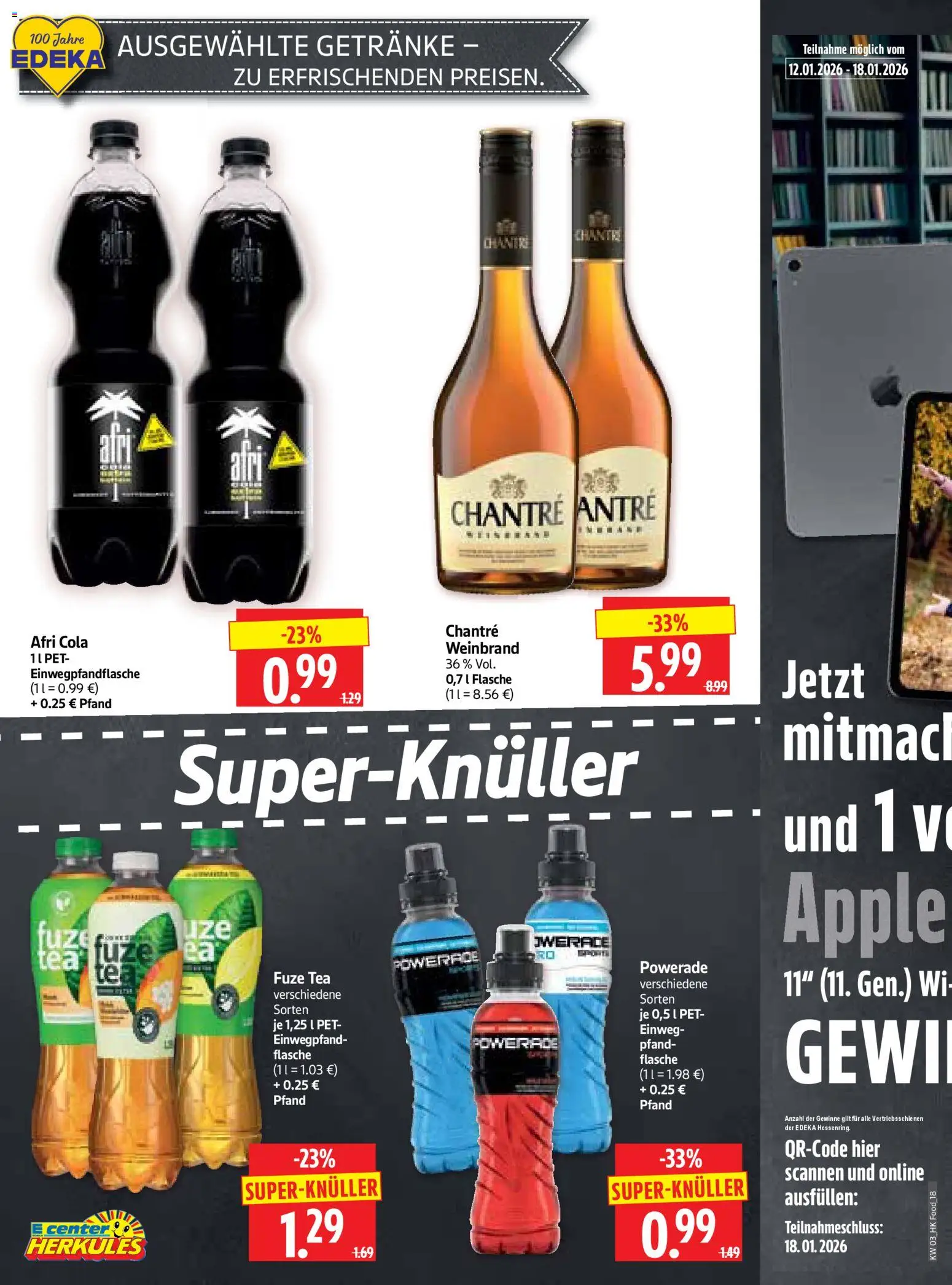 HERKULES Prospekt 	 – gültig ab 12.01.2026 | Seite: 18 | Produkte: Fuze tea, Cola, Apple, Chantré