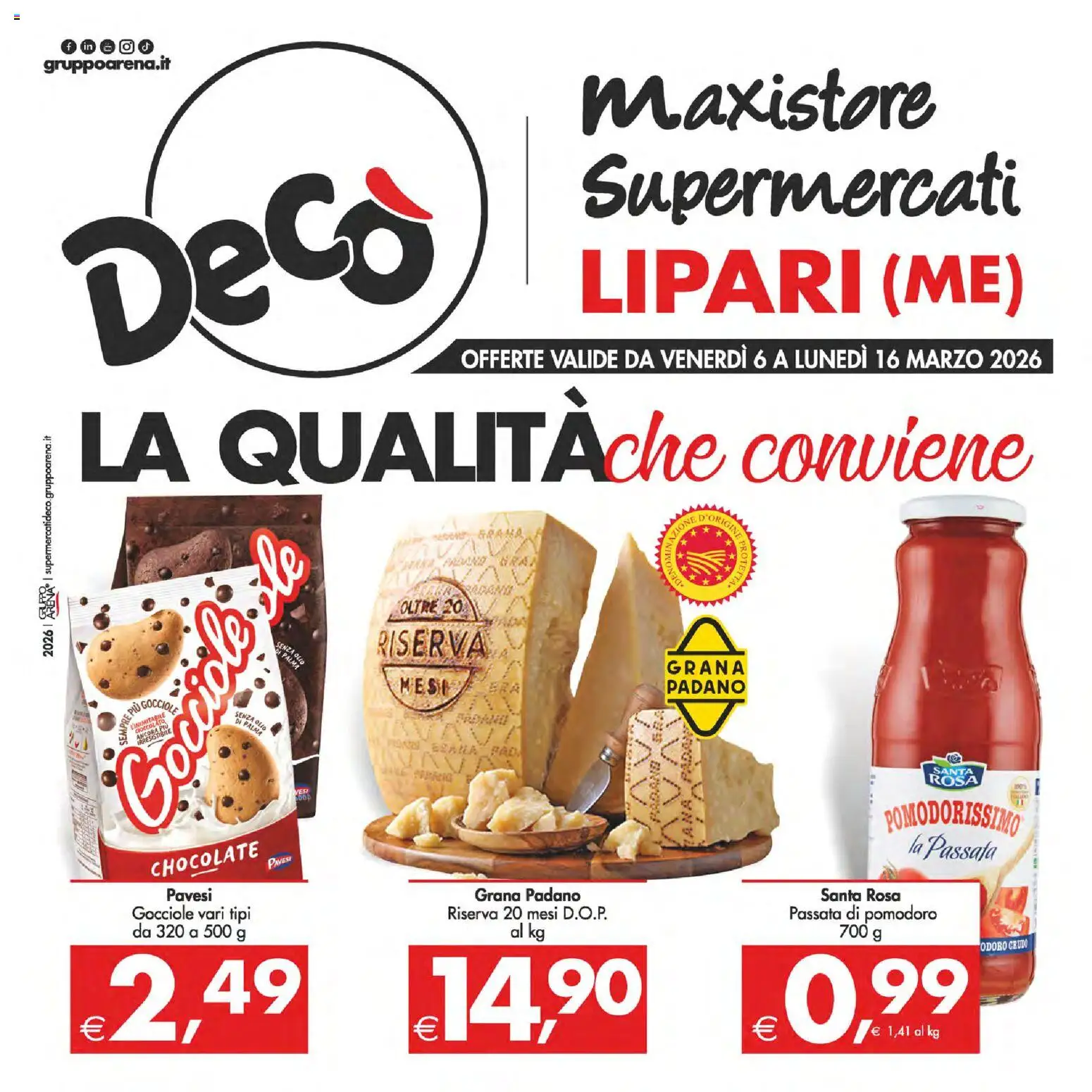 Volantino Decò del 06.03.2026 | Pagina: 1 | Prodotti: Pomodoro, Olio, Passata di pomodoro, Grana Padano
