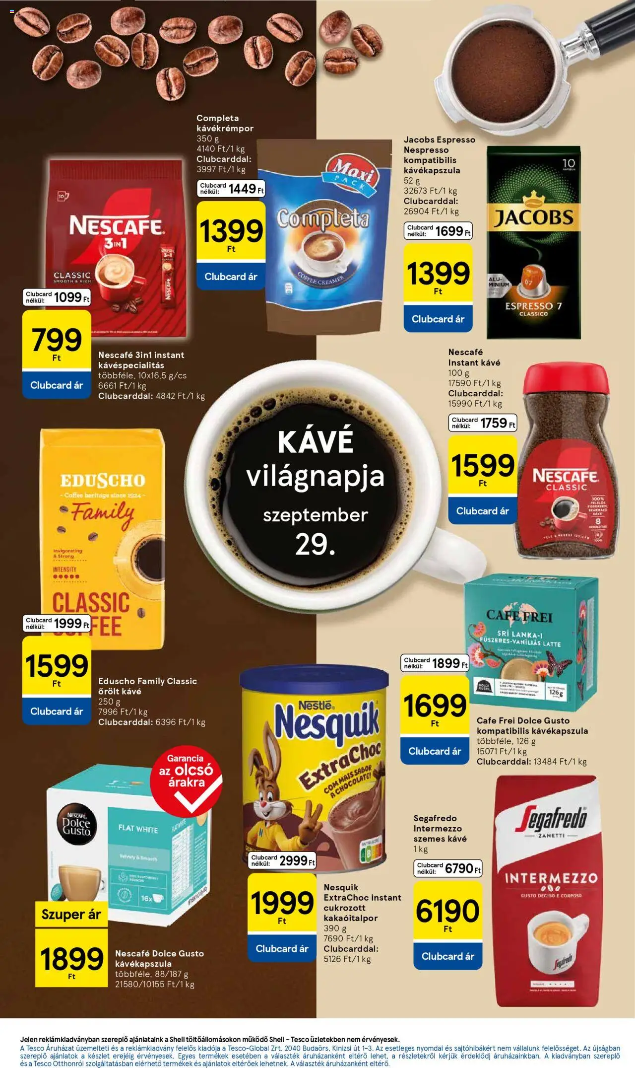 Tesco akciós ujság - amely érvényes a következő dátumtól: 25.09.2025 | Oldal: 5 | Termékek: Nesquik, Kávé, Őrölt kávé, Instant kávé