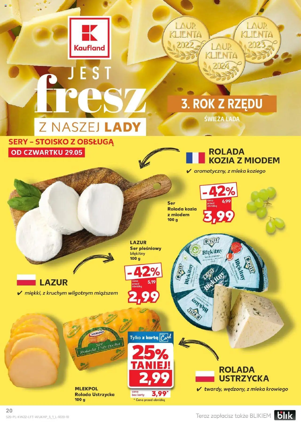 Kaufland gazetka od 29.05.2025 | Strona: 20 | Produkty: Karta, Rolada, Mleka, Sery
