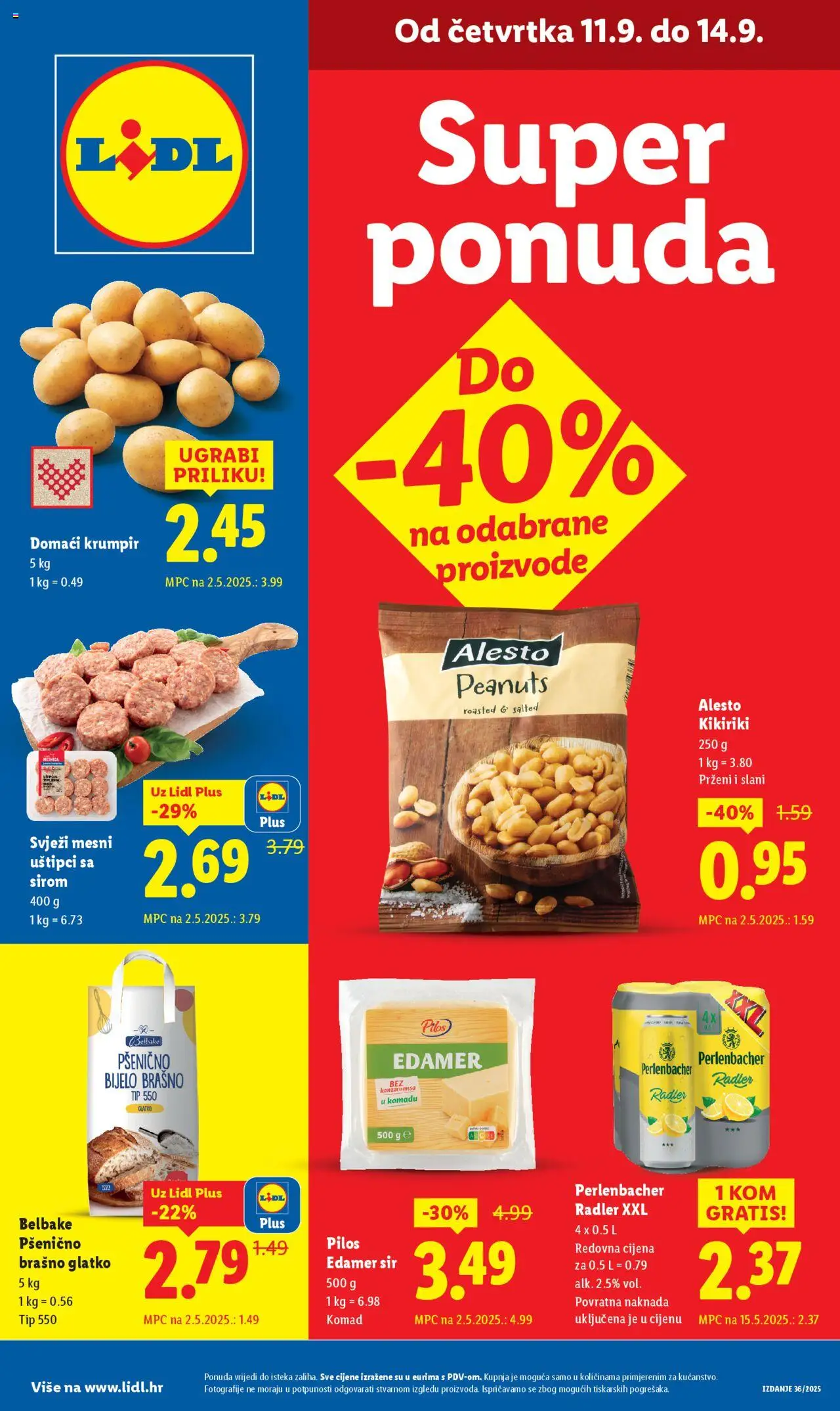 Lidl katalog | vrijedi od 11.09.2025 | Stranica: 1 | Proizvodi: Radler, Sir, Brašno, Krumpir