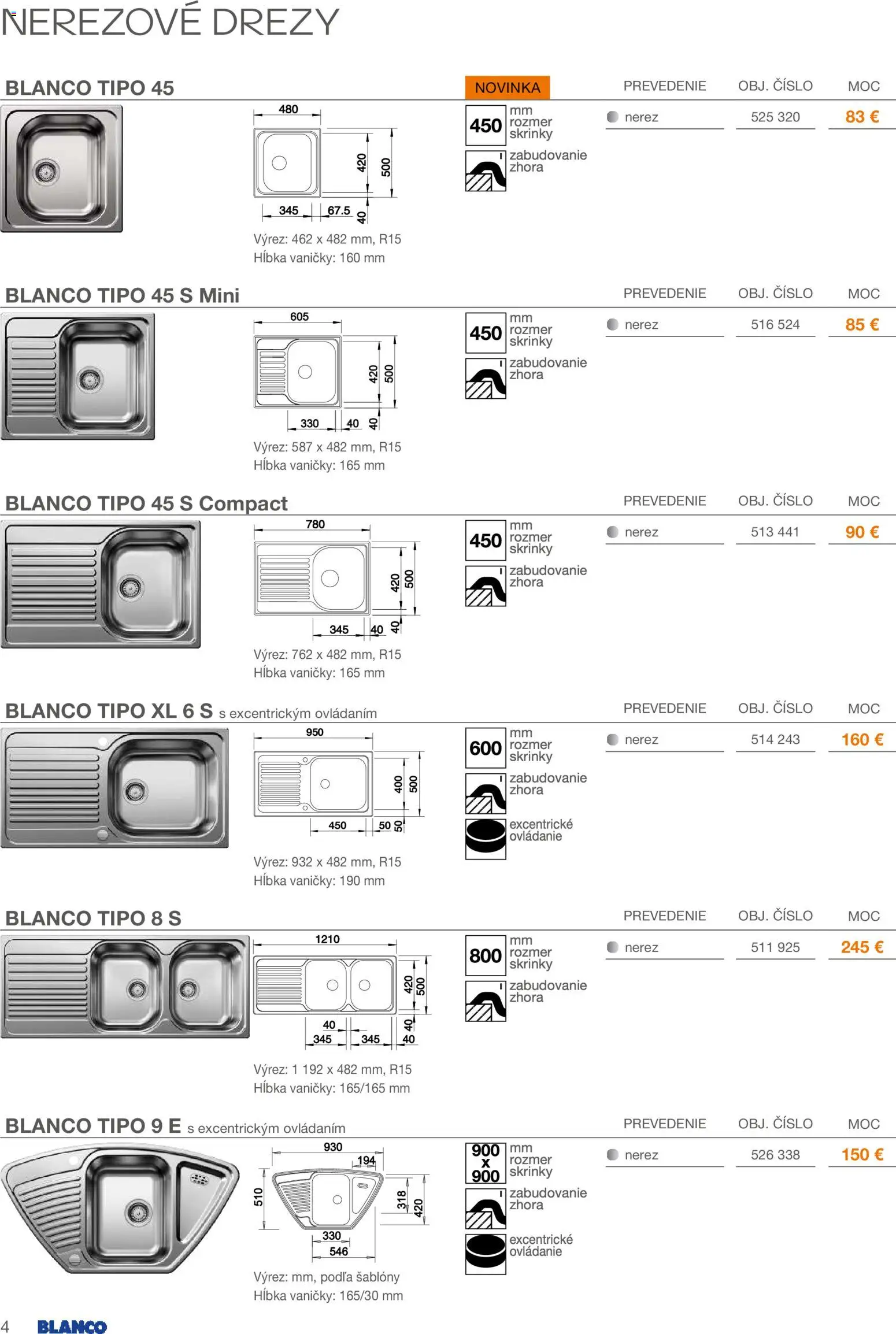 Nové Blanco akcie – leták je platný od 01.02.2026 | Strana: 4 | Produkty: Drezy
