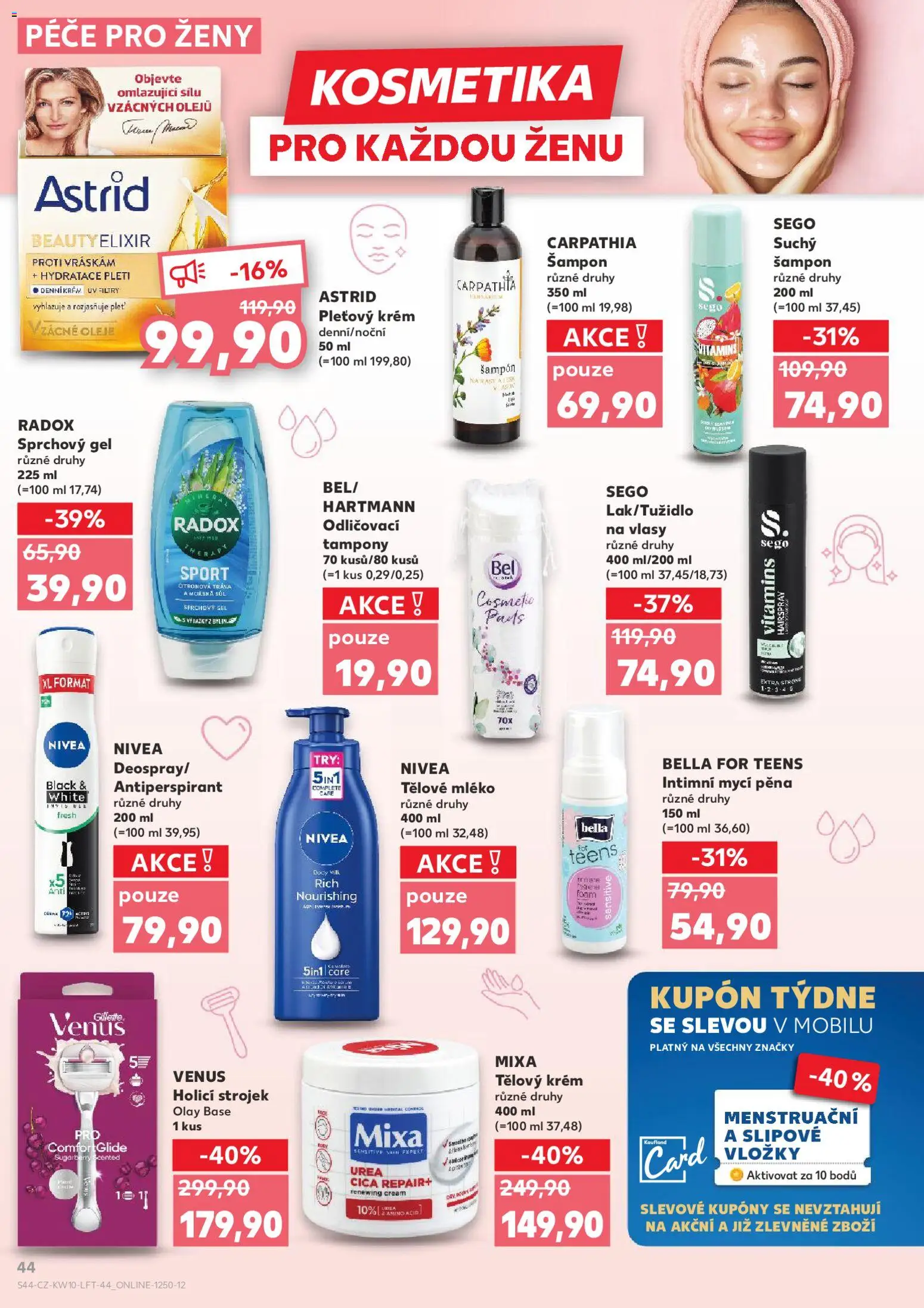 Kaufland leták od 04.03.2026 | Strana: 44 | Produkty: Deodorant, Krém, Tampony, Šampon