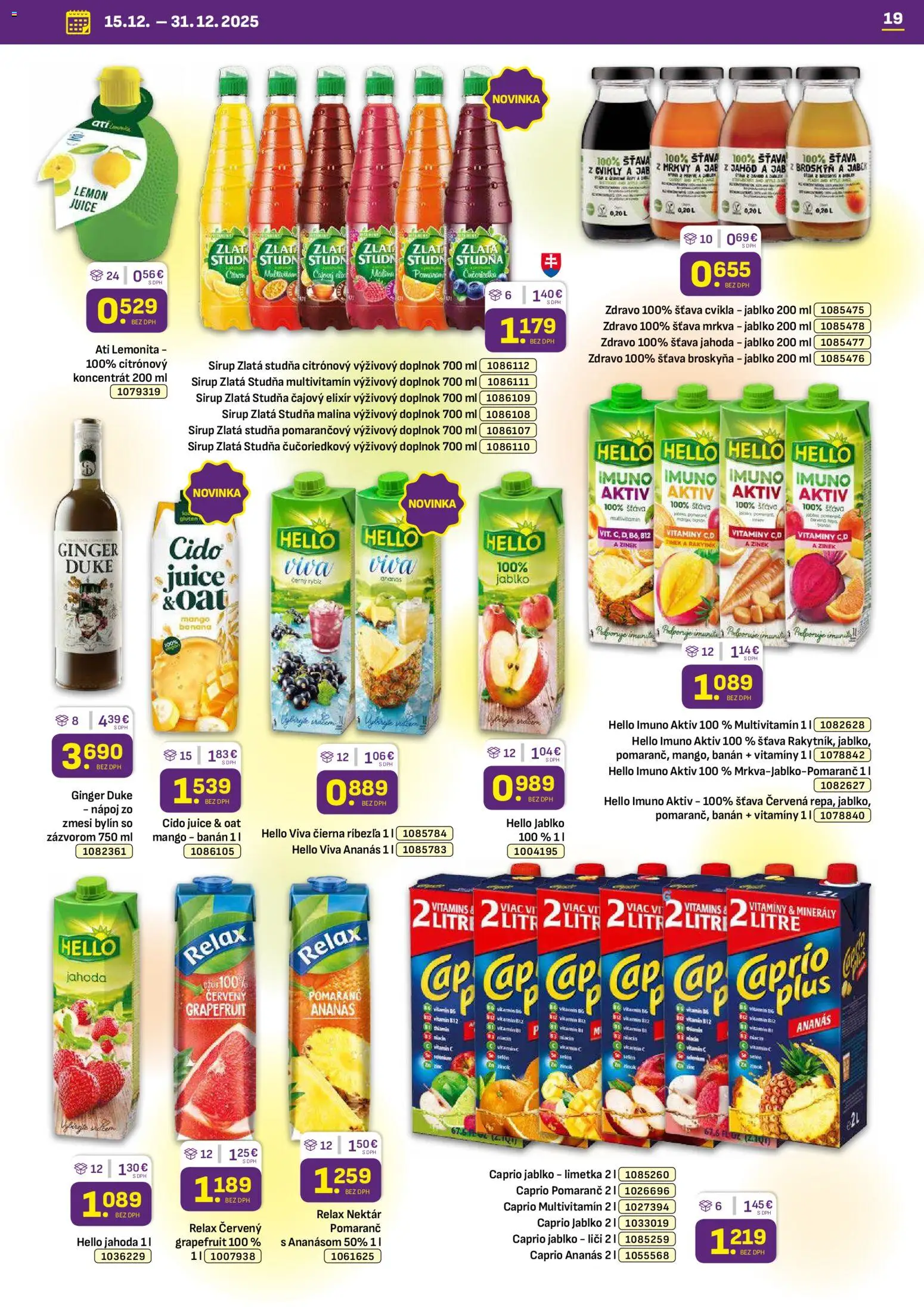 Nové Libex akcie – leták je platný od 15.12.2025 | Strana: 19 | Produkty: Liči, Cvikla, Grapefruit, Mango
