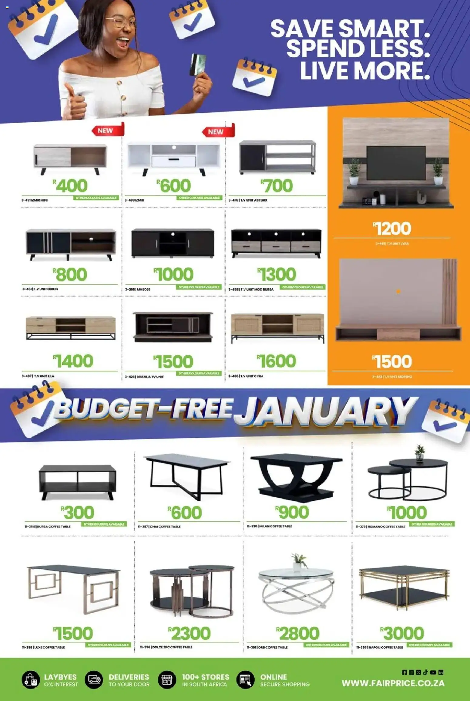 New Fair Price catalogue – valid from 01.01.2026 | Page: 7 | Products: TV, Coffee table, Table, Coffee