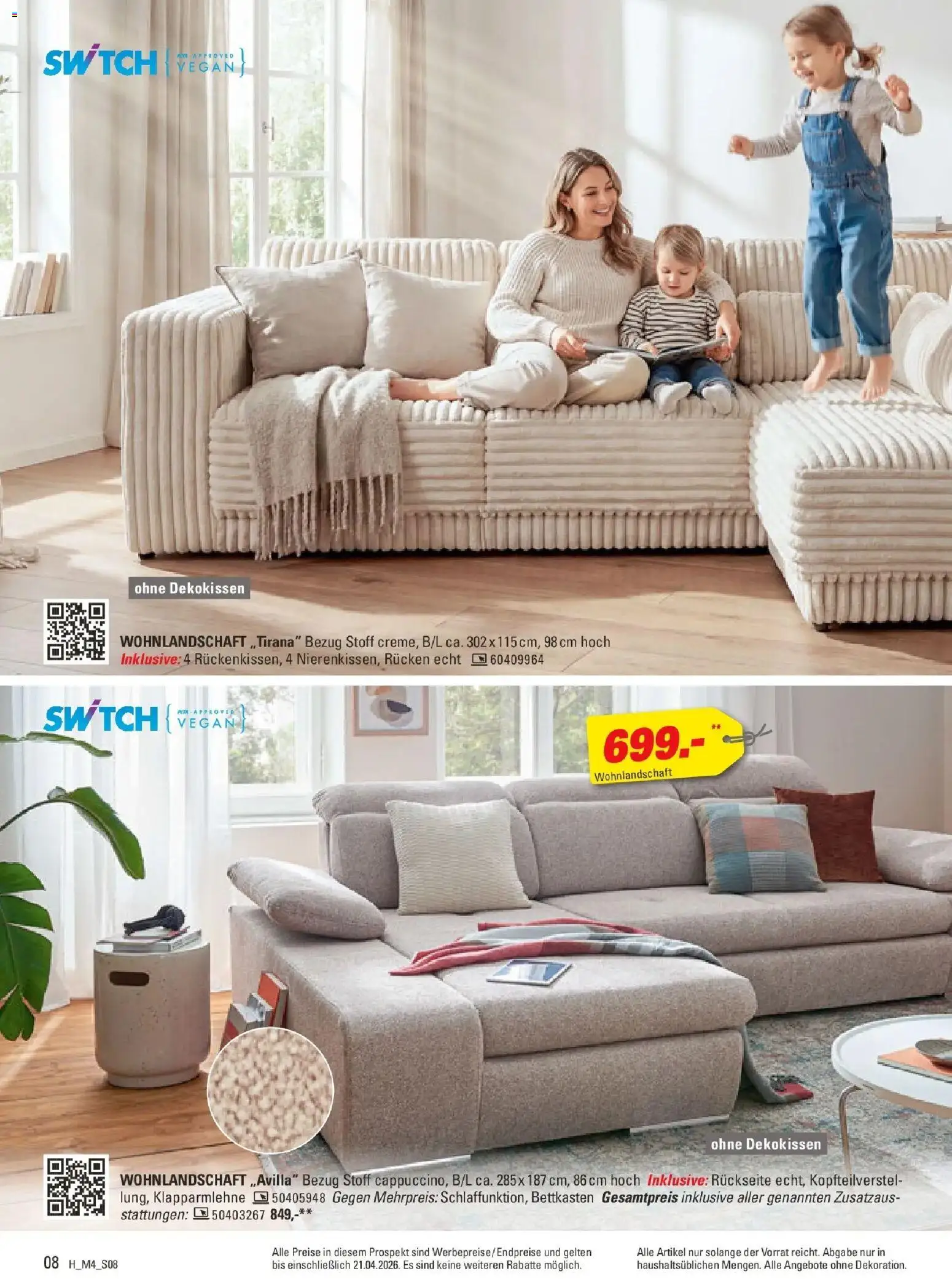 Höffner Prospekt Erfurt-Waltersleben	 – gültig ab 01.04.2026 | Seite: 8 | Produkte: Wohnlandschaft