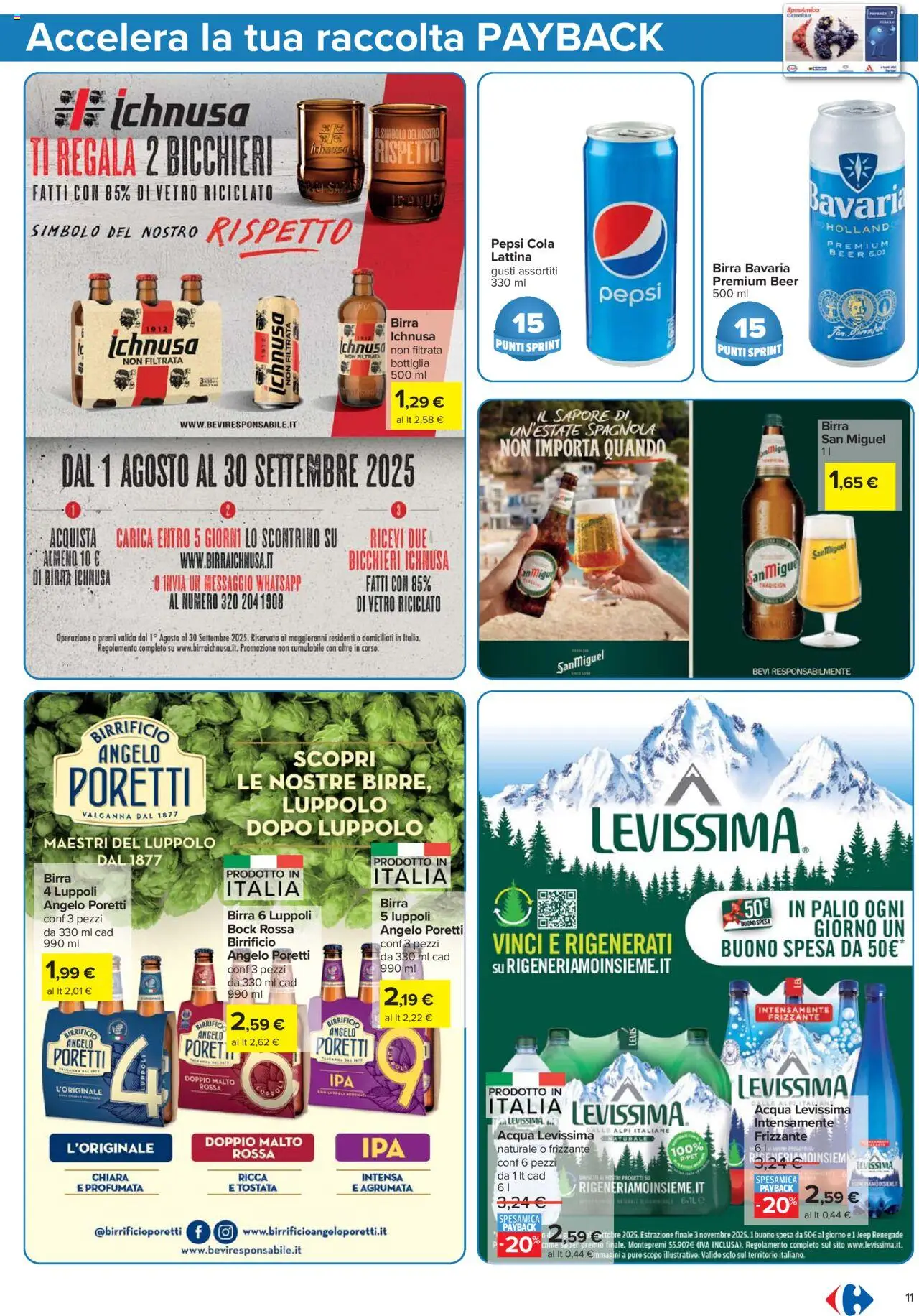 Volantino Carrefour del 07.08.2025 | Pagina: 11 | Prodotti: Birra, Acqua, Pepsi, Bottiglia