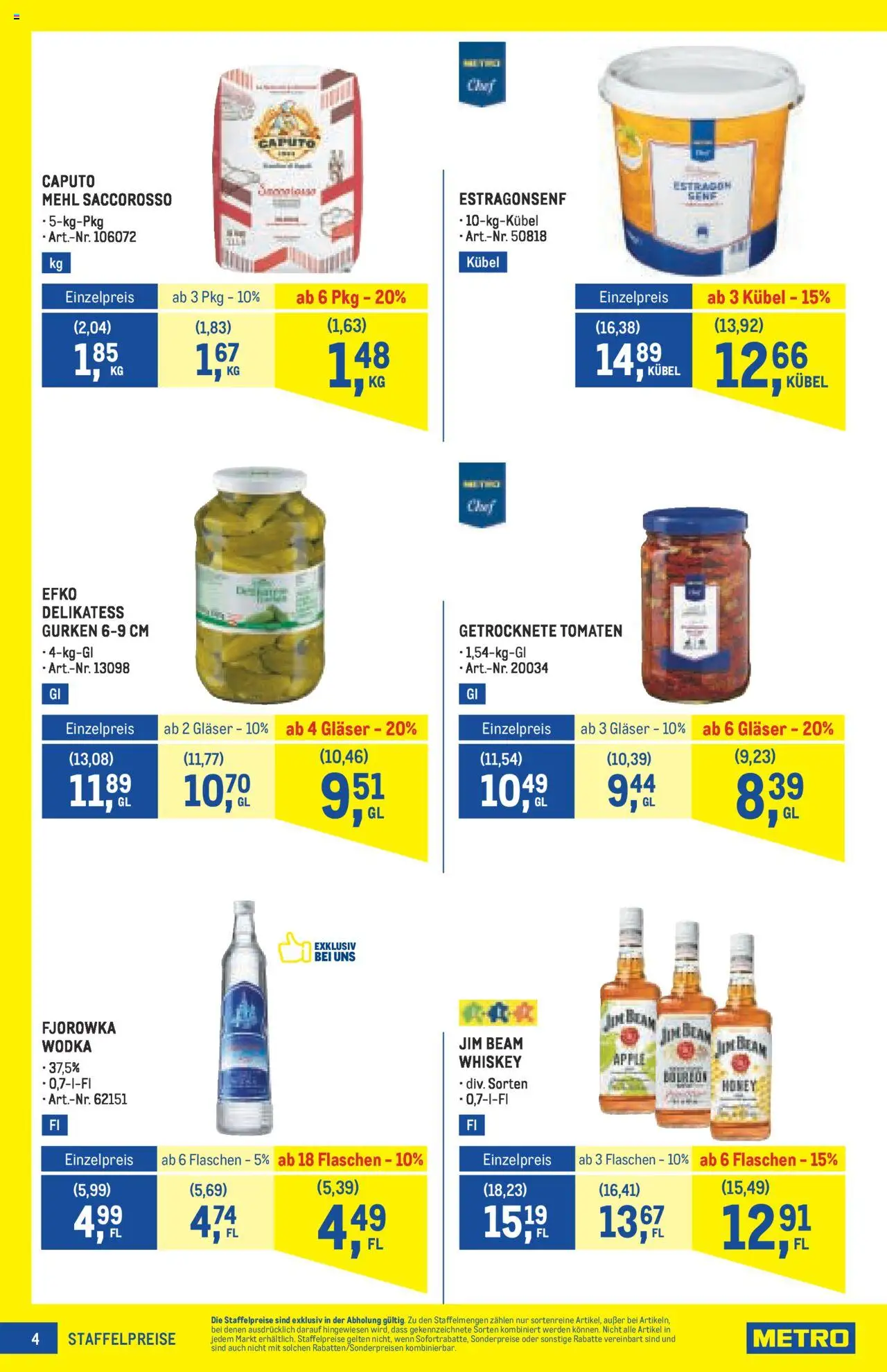 Metro Angebote Profi gültig ab 07.08.2025 | Seite: 4 | Produkte: Gurken, Wodka, Whiskey, Tomaten