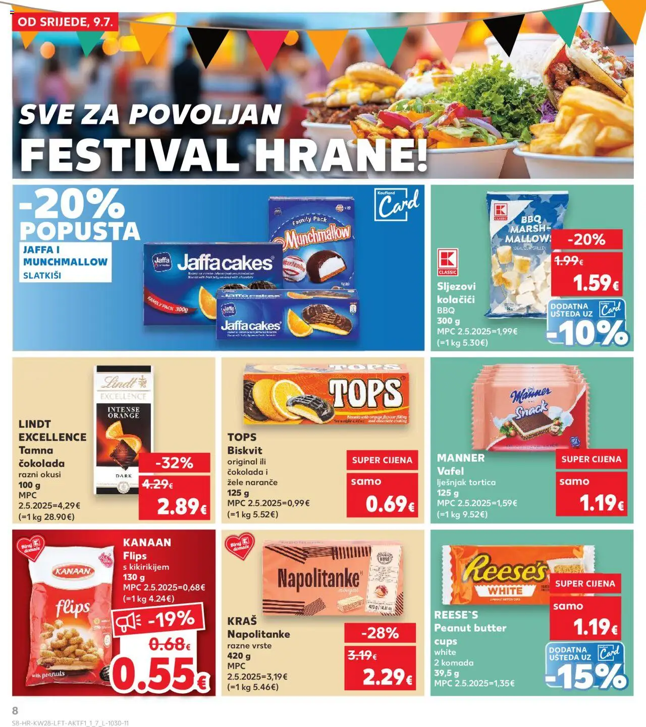 Kaufland katalog | vrijedi od 09.07.2025 | Stranica: 8 | Proizvodi: Lindt, Flips, Lješnjak, Kolačići