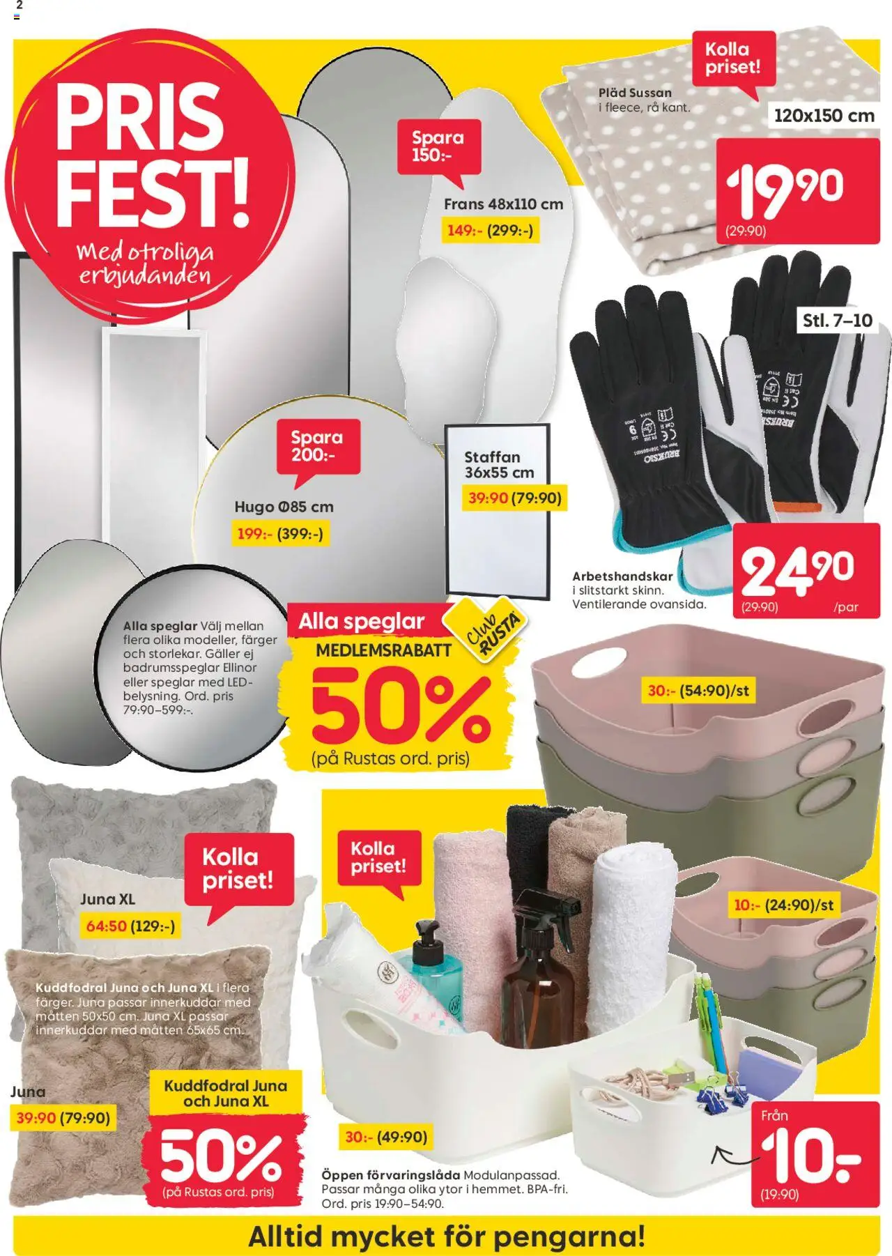 Rusta reklamblad aktuell från 18.08.2025 | Sida: 2 | Produkter: Arbetshandskar, Pläd, Galler