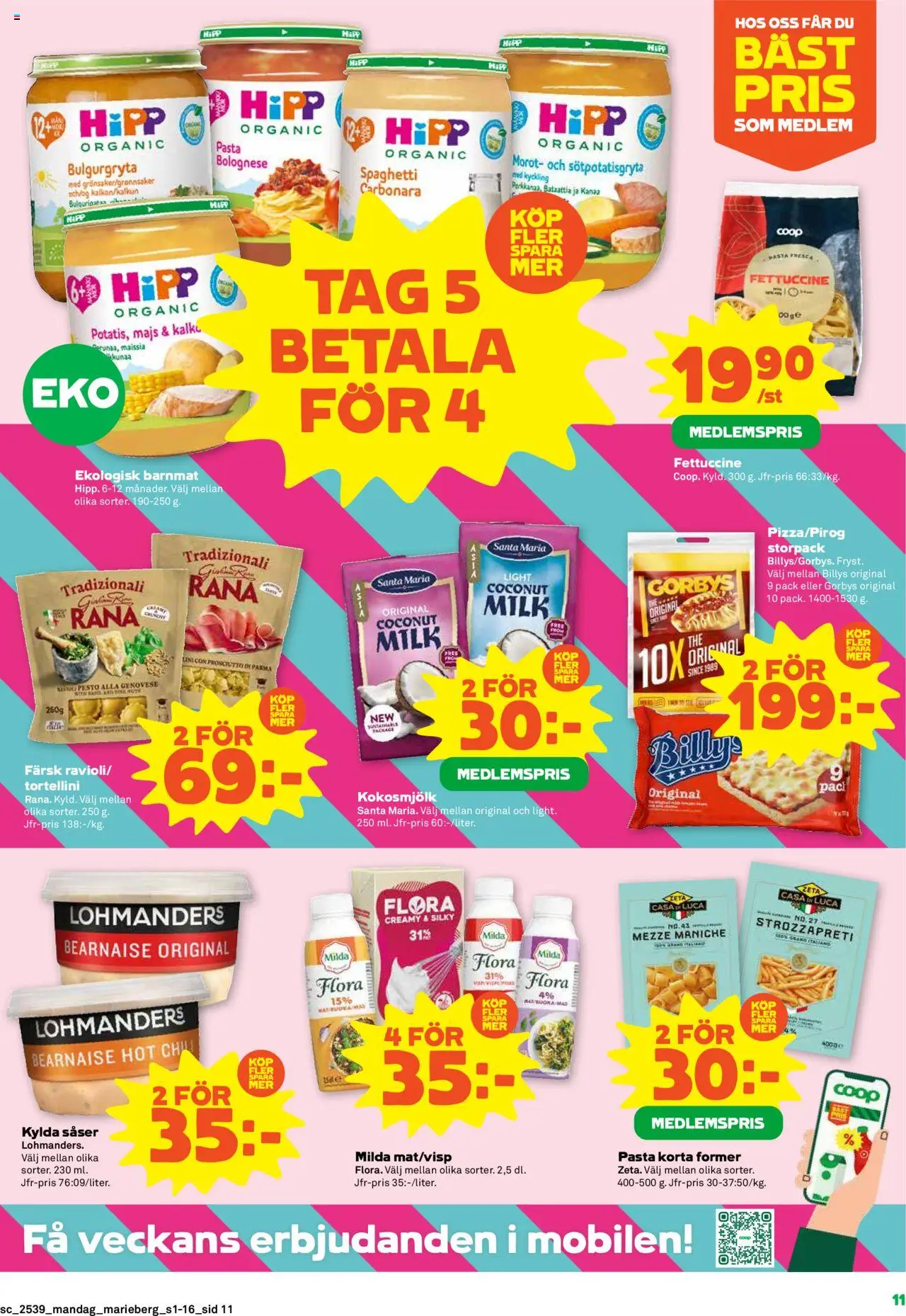 Stora Coop reklamblad aktuell från 22.09.2025 | Sida: 11 | Produkter: Barnmat, Spaghetti, Pasta, Morot