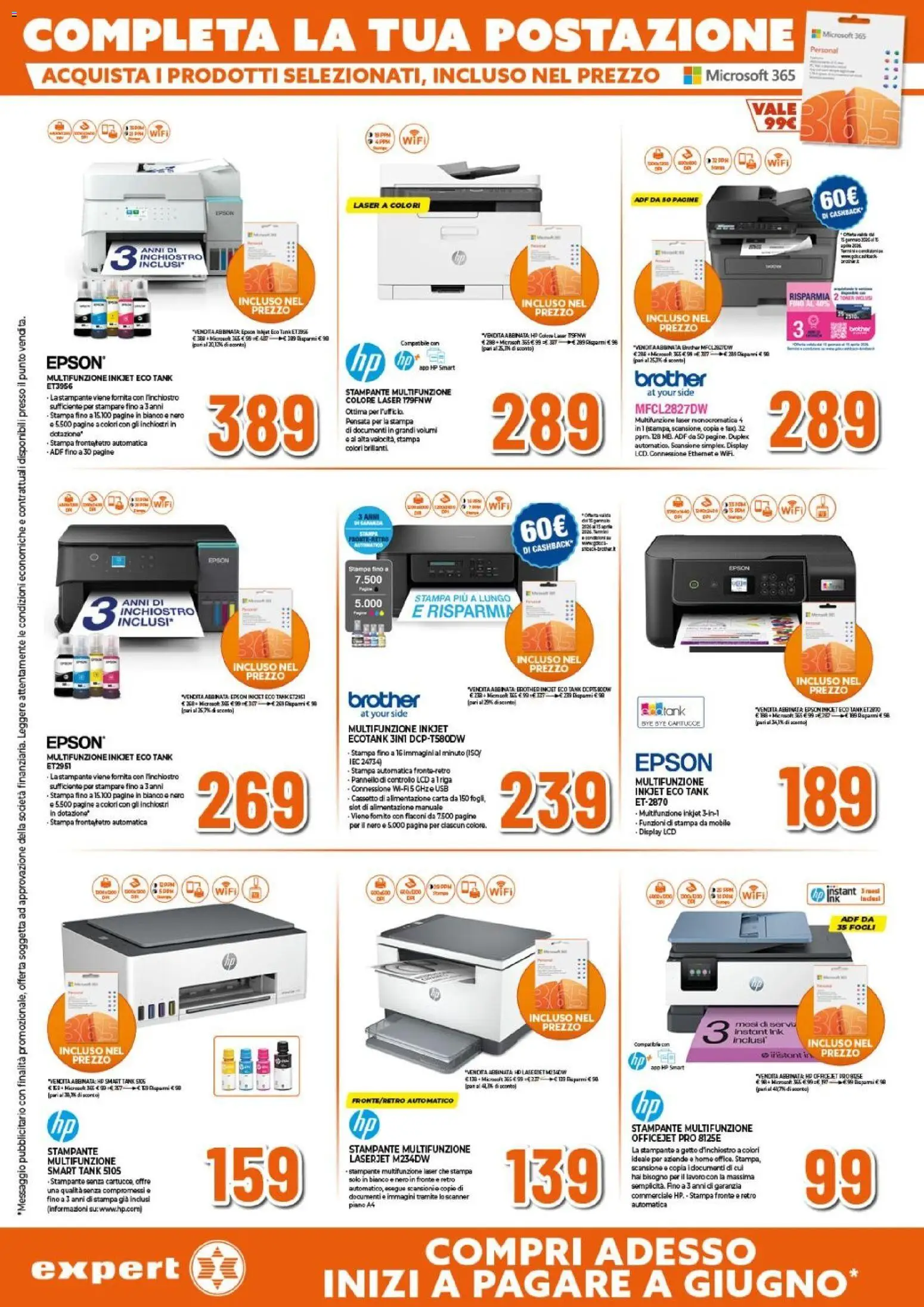 Volantino Expert del 29.01.2026 | Pagina: 15 | Prodotti: Panna, Stampante, USB, Stampa