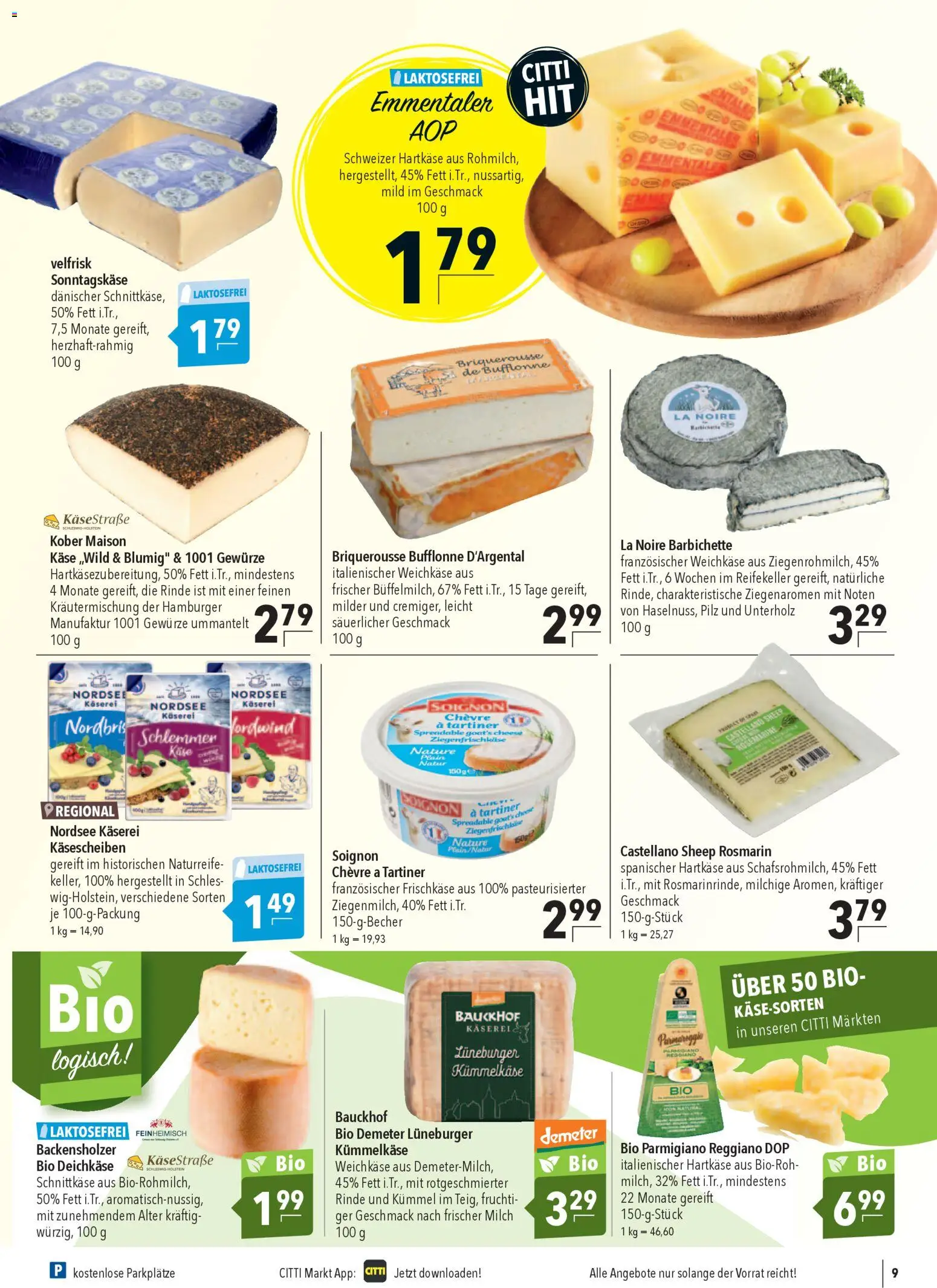 CITTI Markt Prospekt 	 – gültig ab 04.03.2026 | Seite: 9 | Produkte: Milch, Käse, Gewürze, Frischkase
