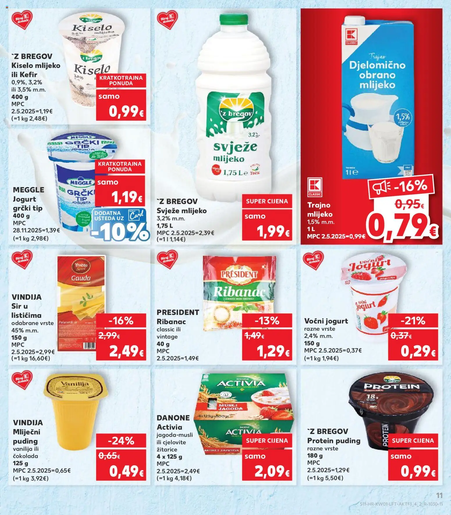 Kaufland katalog | vrijedi od 02.01.2026 | Stranica: 11 | Proizvodi: Vindija, Protein puding, Mlijeko, Sir