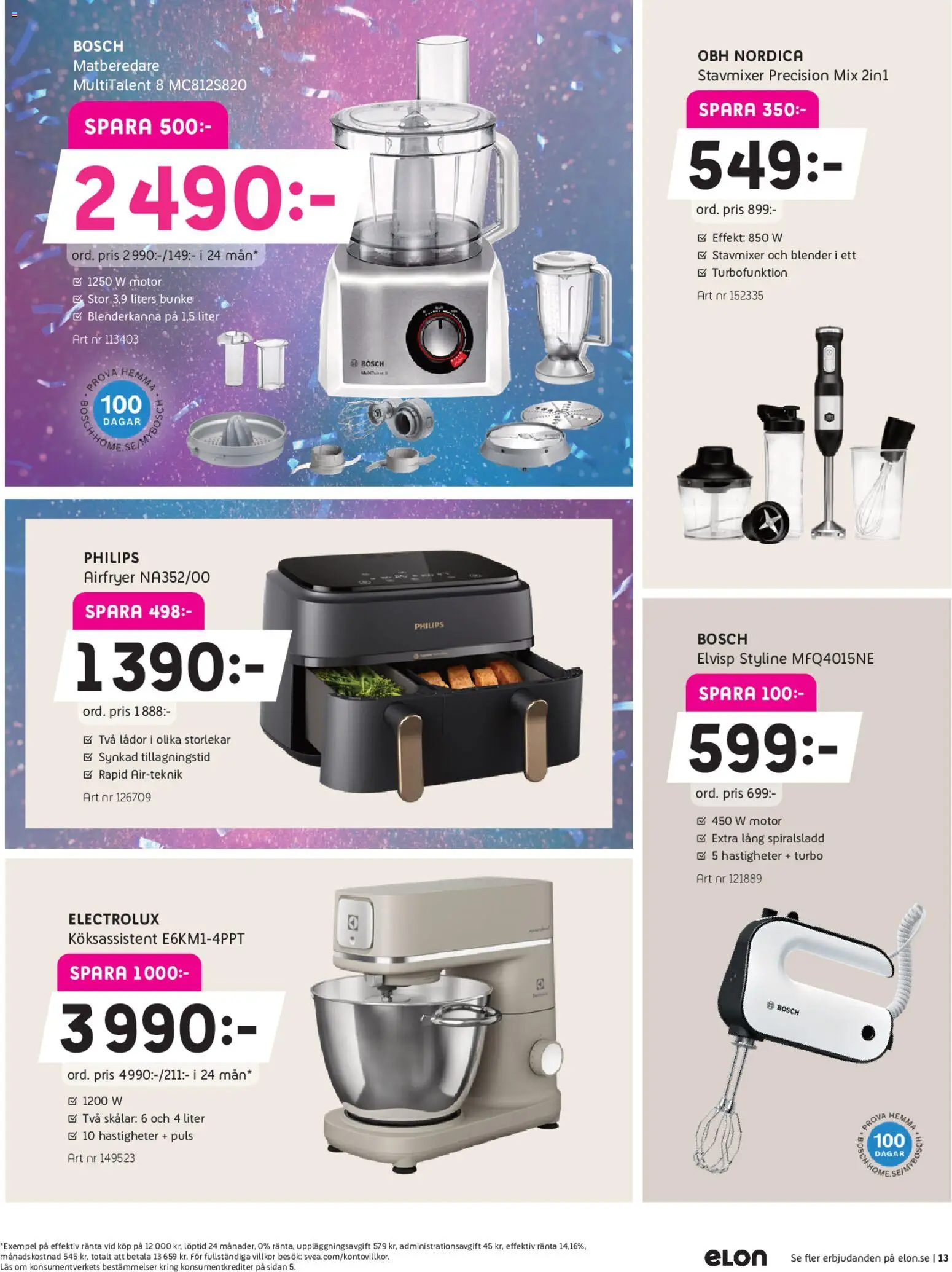 Elon reklamblad aktuell från 16.02.2026 | Sida: 13 | Produkter: Stavmixer, Airfryer, Elvisp, Blender