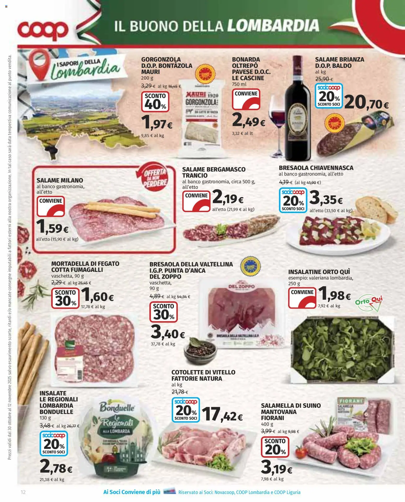 Volantino COOP del 30.10.2025 | Pagina: 12 | Prodotti: Salame, Bresaola, Data, Mortadella